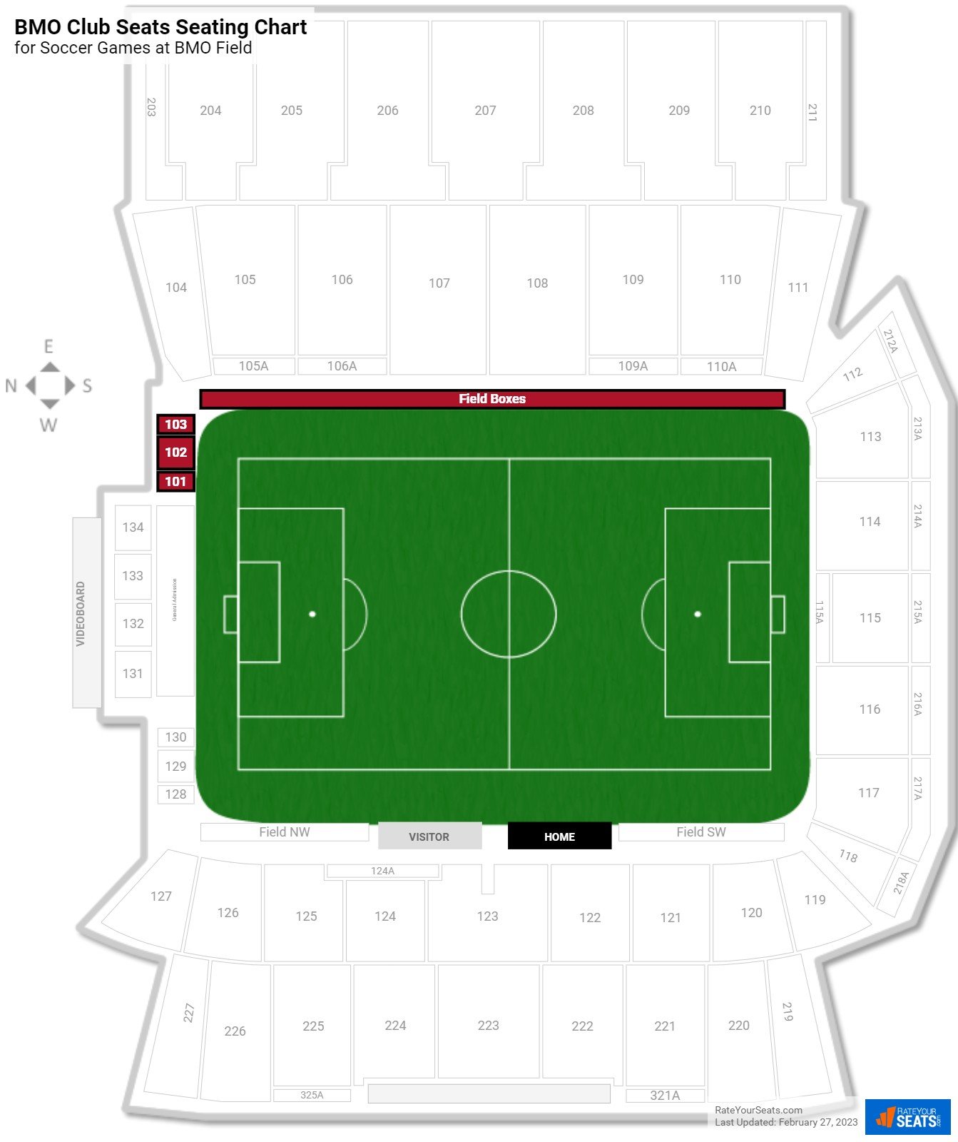 Soccer BMO Club Seating Chart at BMO Field