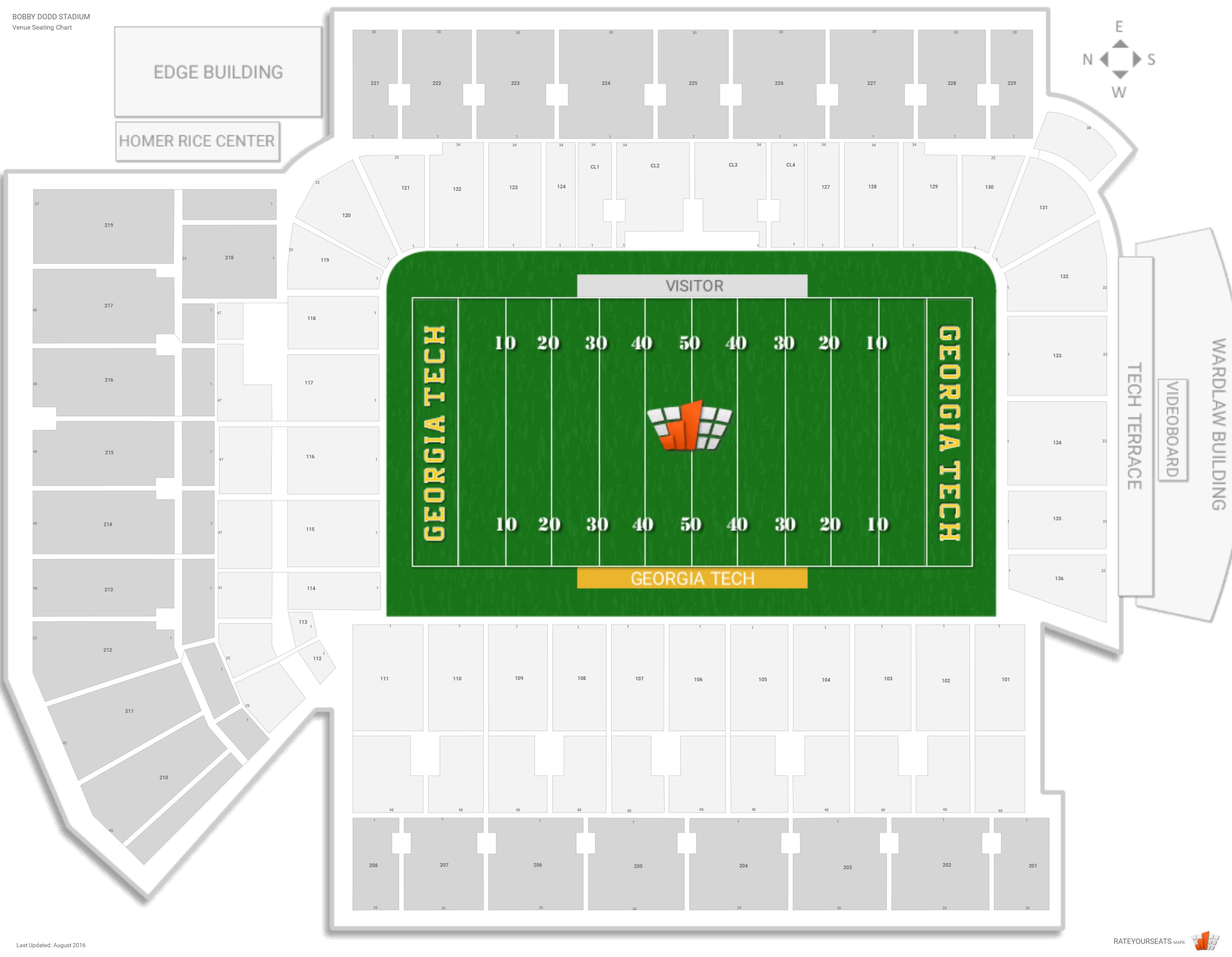 Bobby Dodd Stadium Interactive Seating Chart