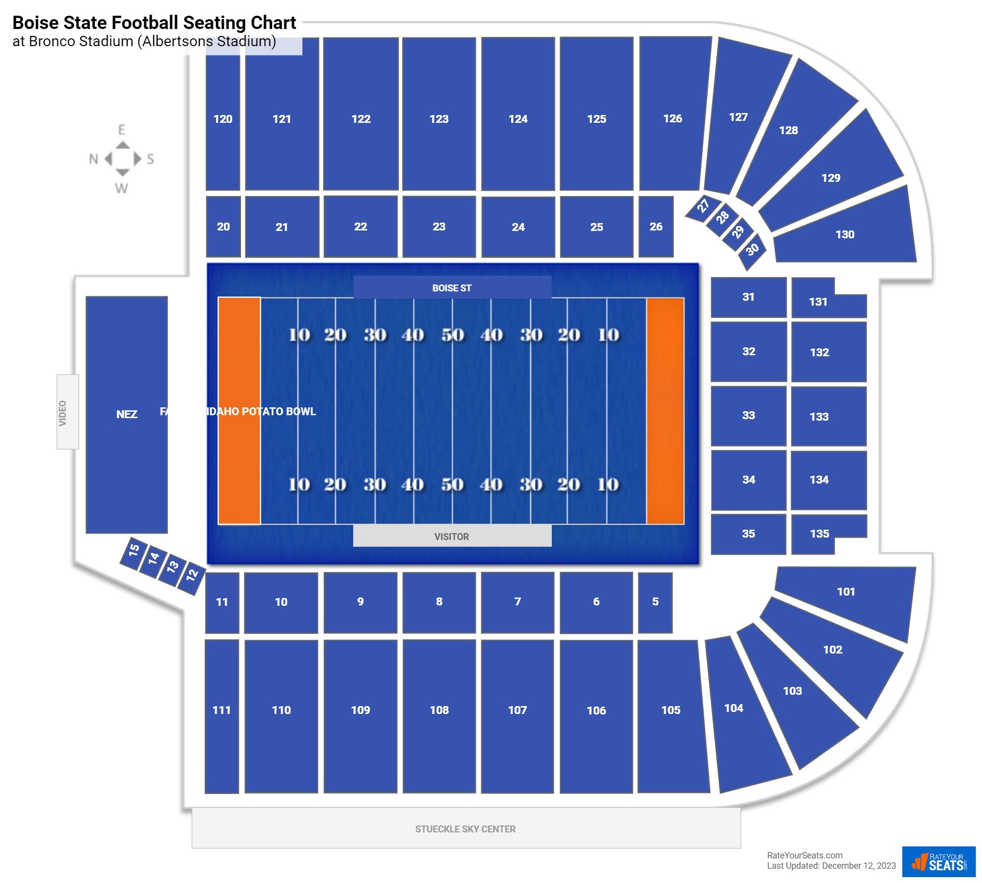 Boise State Broncos Seating Chart at Bronco Stadium (Albertsons Stadium)