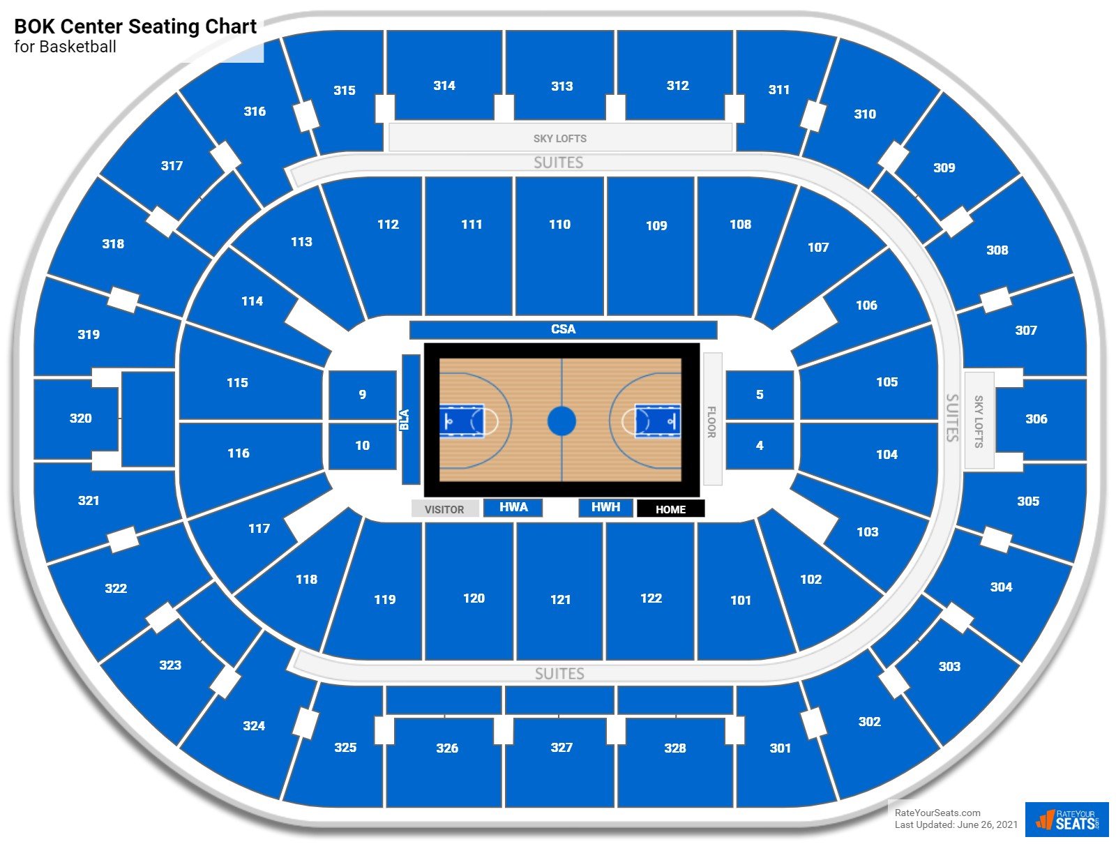 BOK Center Basketball Seating Chart