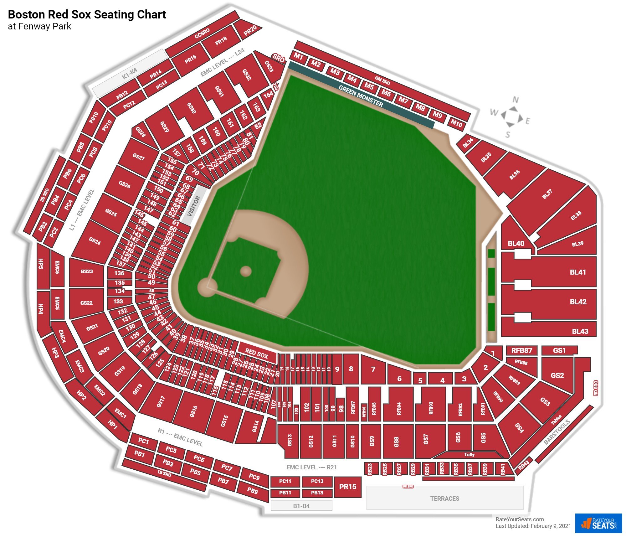 Fenway Park Seating Charts