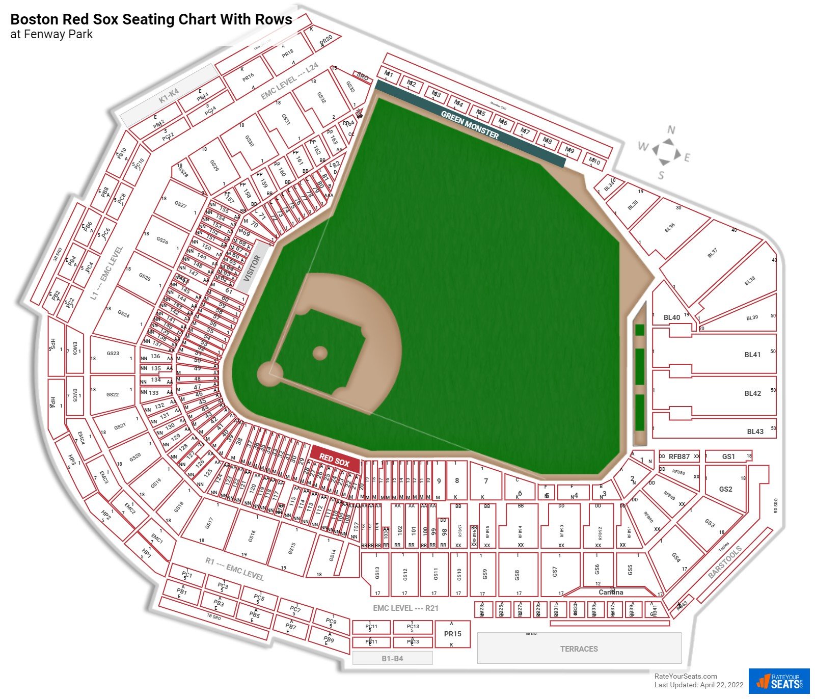 Boston Red Sox Seating Chart