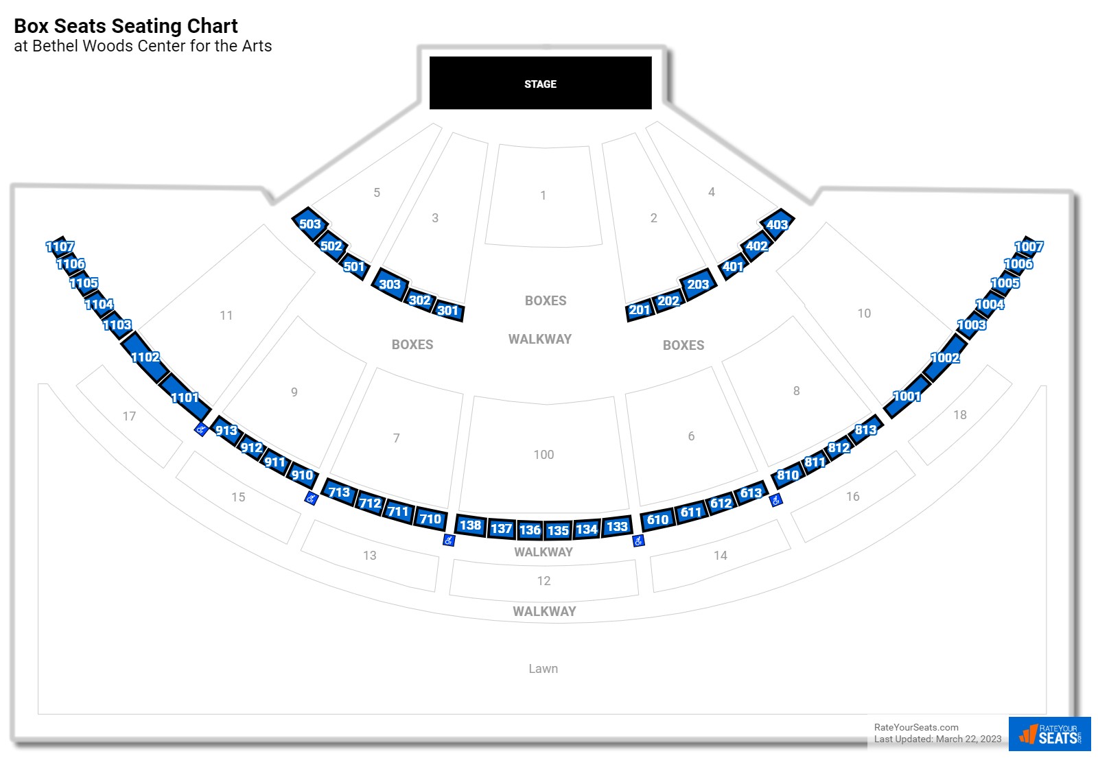 Concert Box Seats Seating Chart at Bethel Woods Center for the Arts