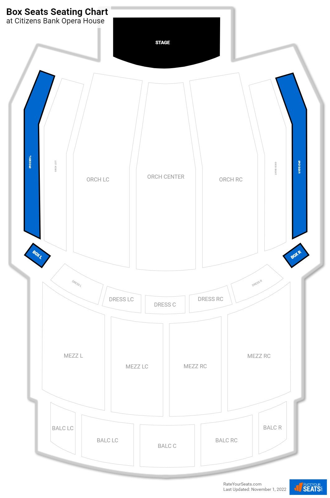 click to enlarge Theater Box Seats Seating Chart at Citizens Bank Opera House