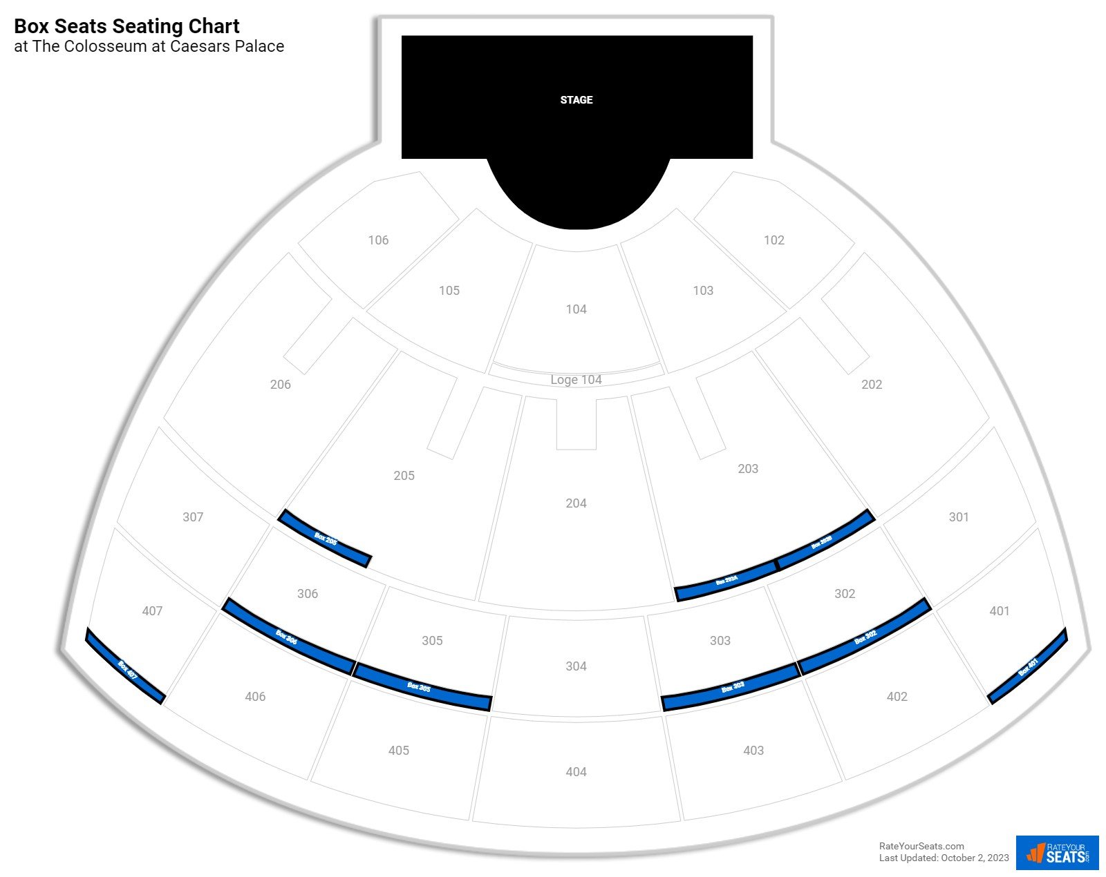 Concert Box Seats Seating Chart at The Colosseum at Caesars Palace