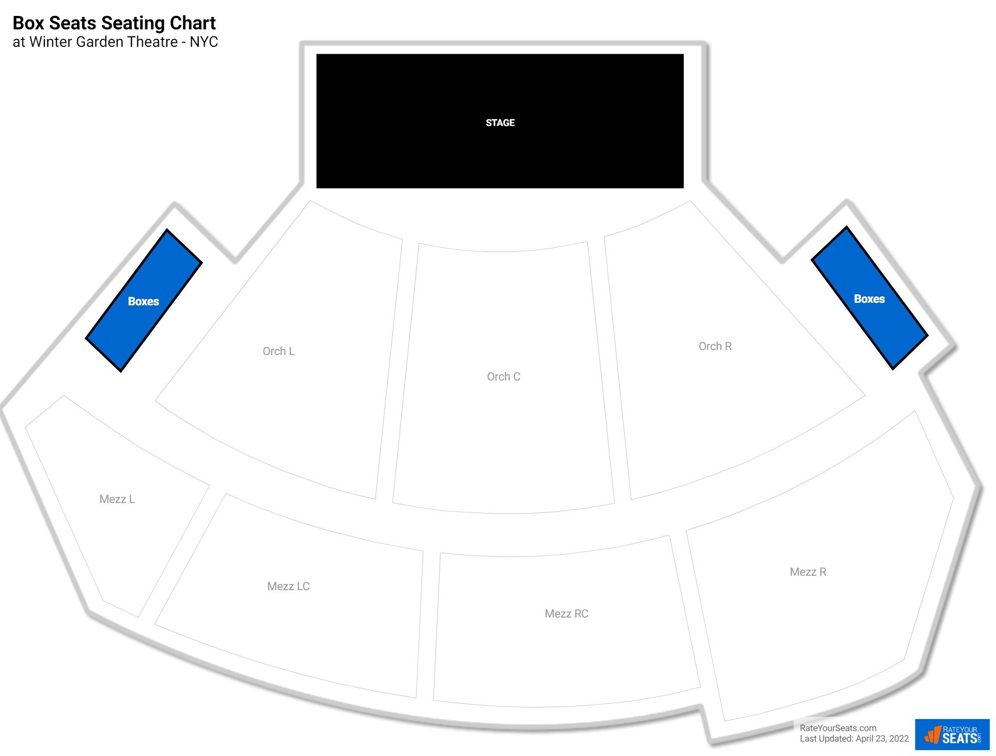 click to enlarge Theater Box Seats Seating Chart at Winter Garden Theatre - NYC
