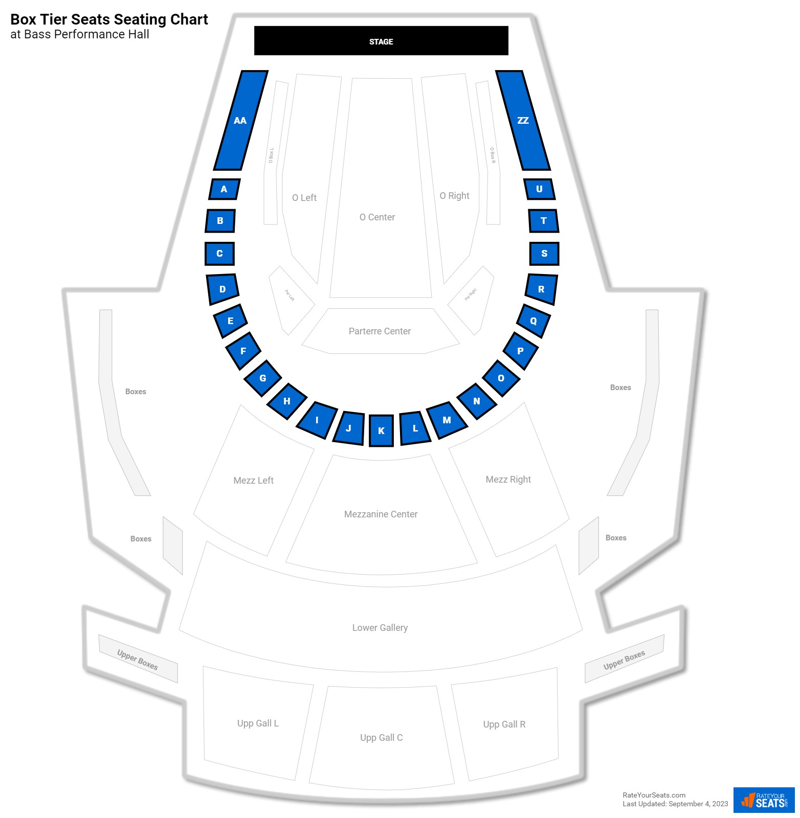 click to enlarge Theater Box Tier Seats Seating Chart at Bass Performance Hall