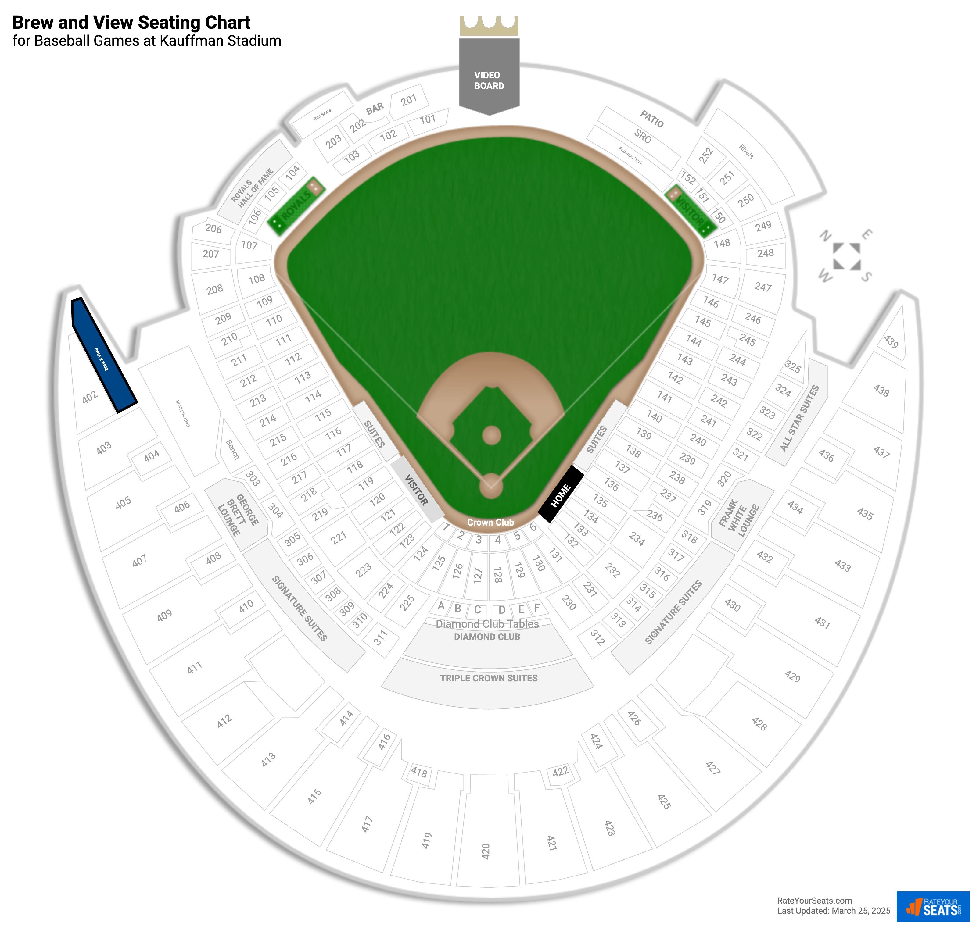 click to enlarge Baseball Brew and View Seating Chart at Kauffman Stadium