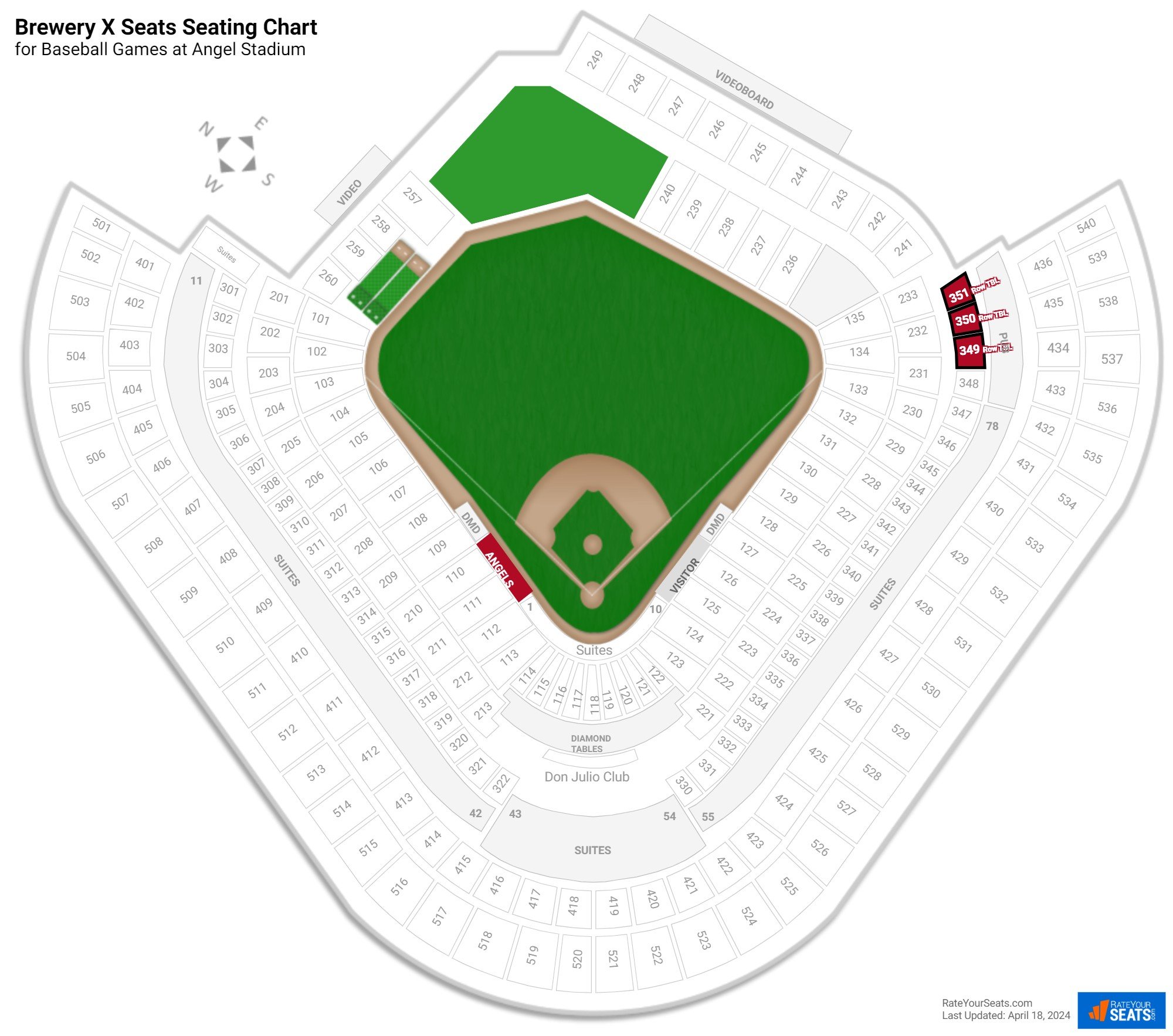 click to enlarge Baseball Brewery X Seats Seating Chart at Angel Stadium
