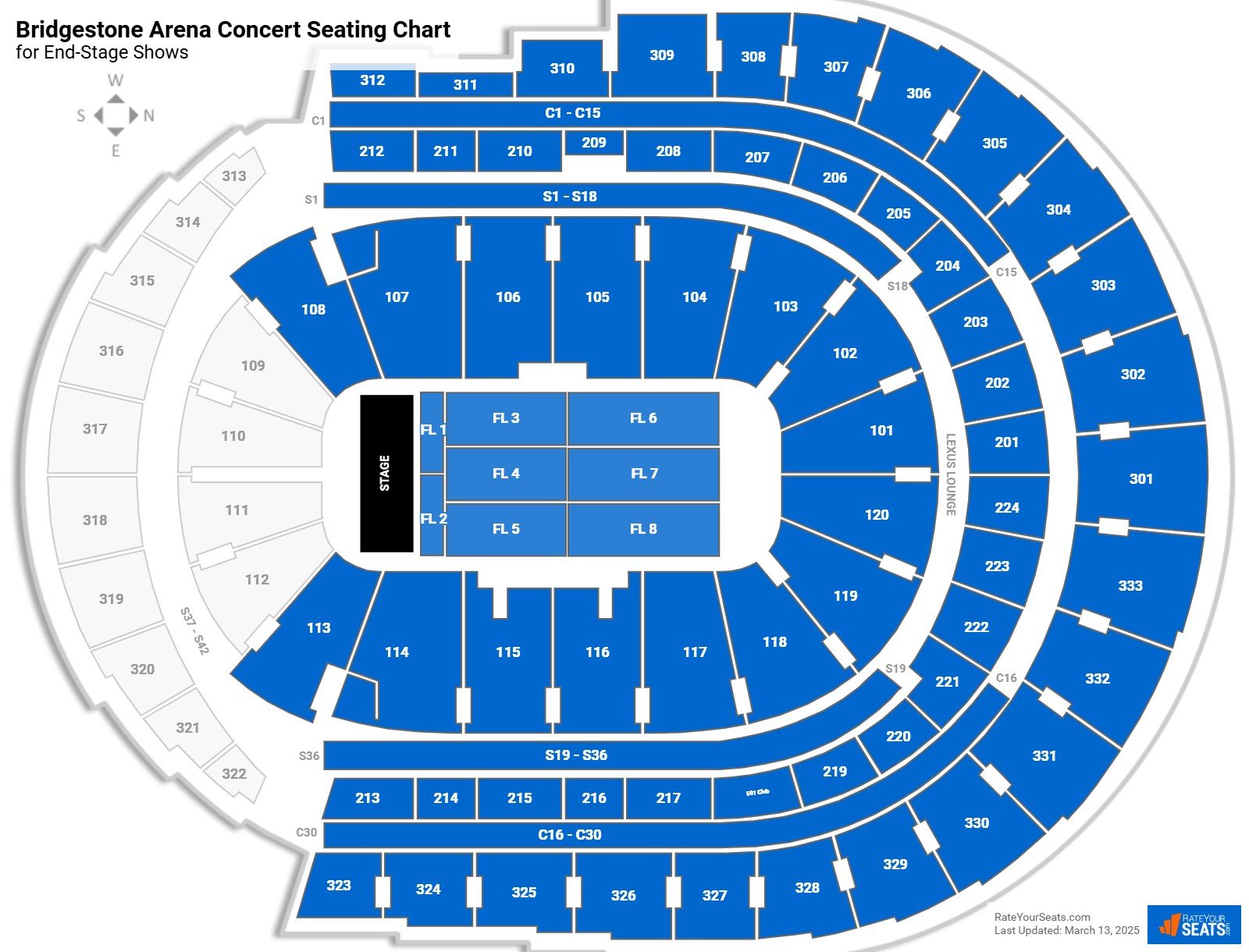 Bridgestone Arena Seating Charts