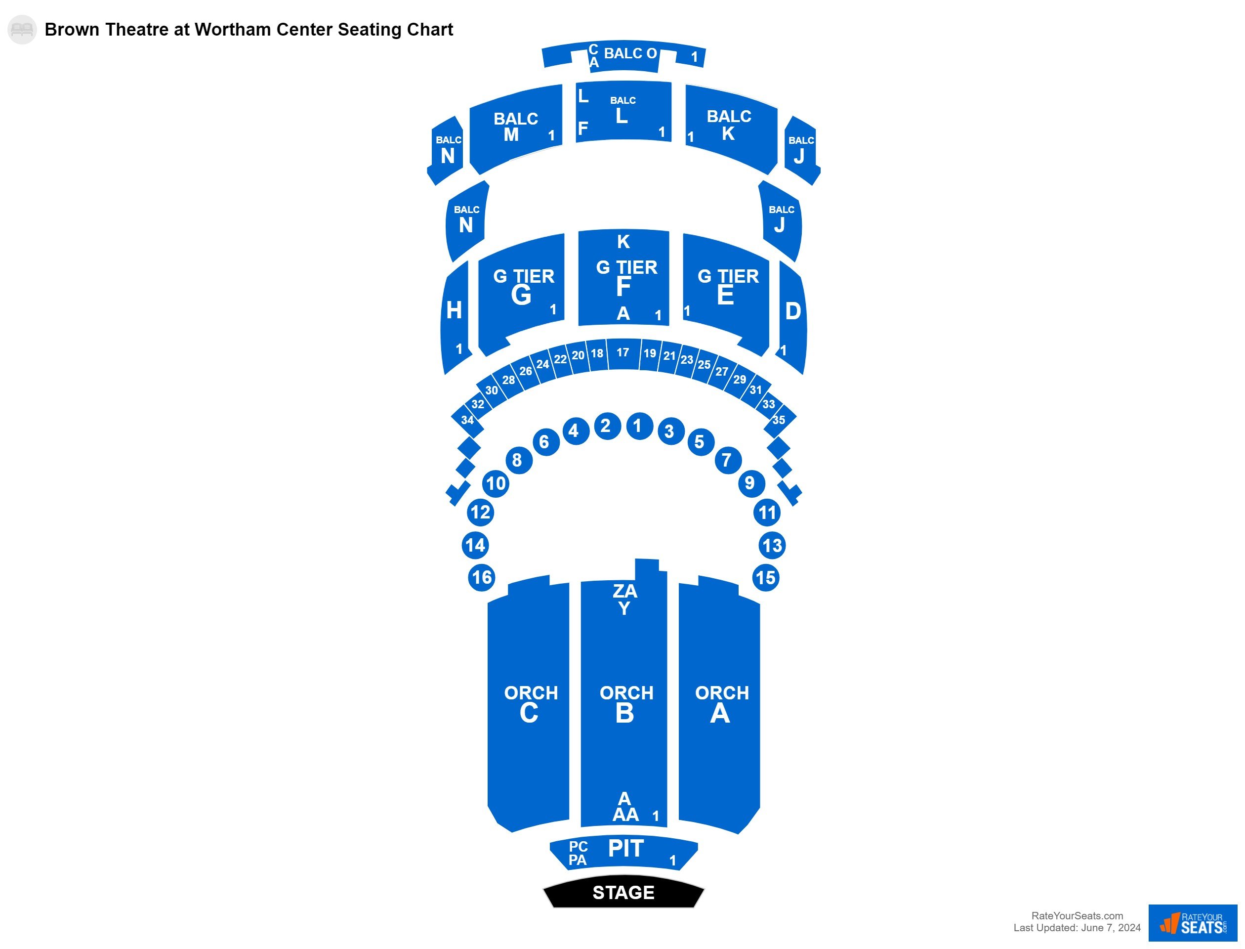 Interactive seating chart Concert seating chart at Brown Theatre at Wortham Center