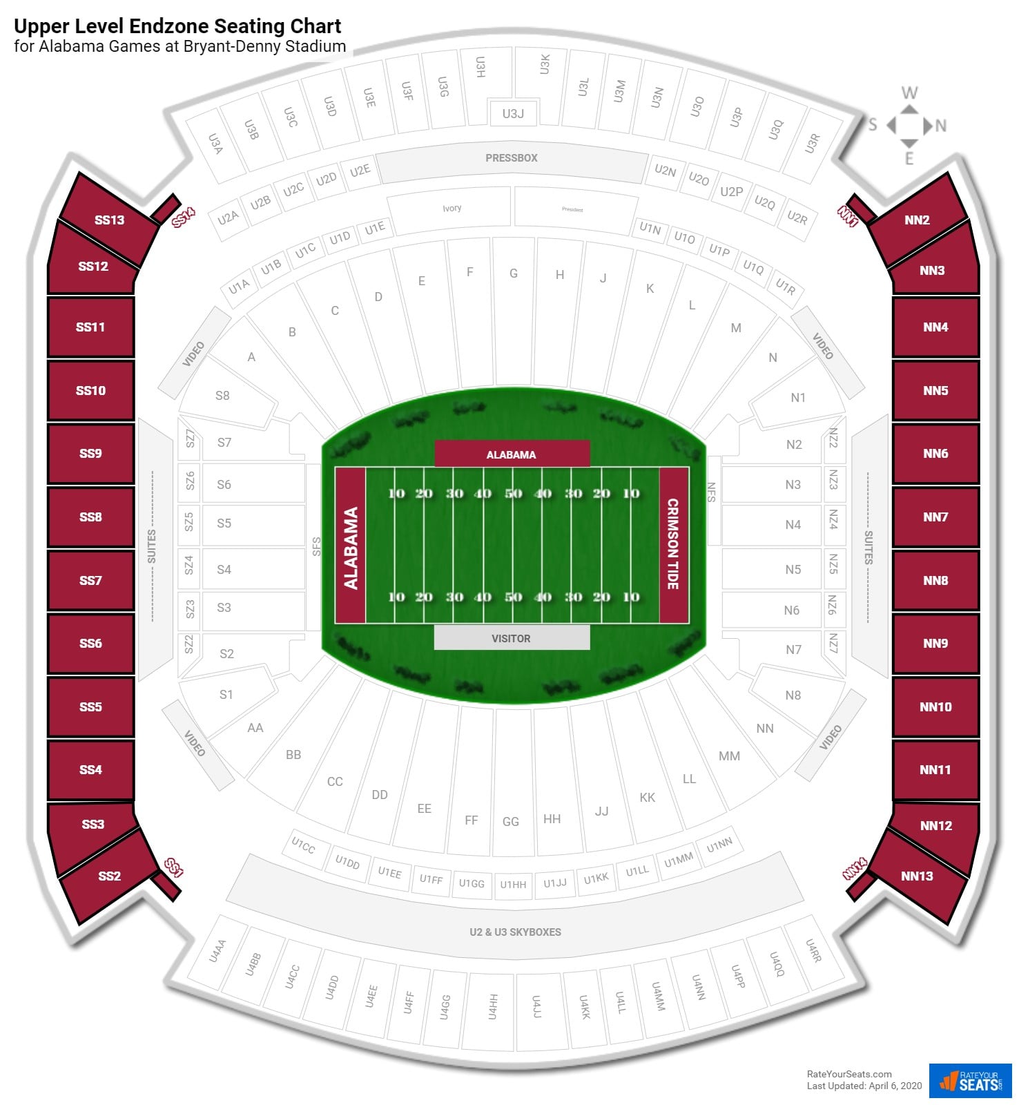 Upper Level Endzone BryantDenny Stadium Football Seating