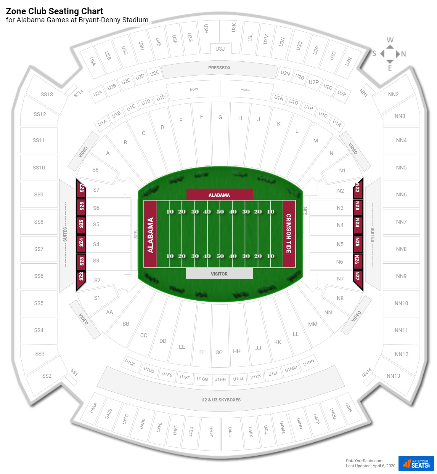 Bryant Denny Stadium Seating Chart Football