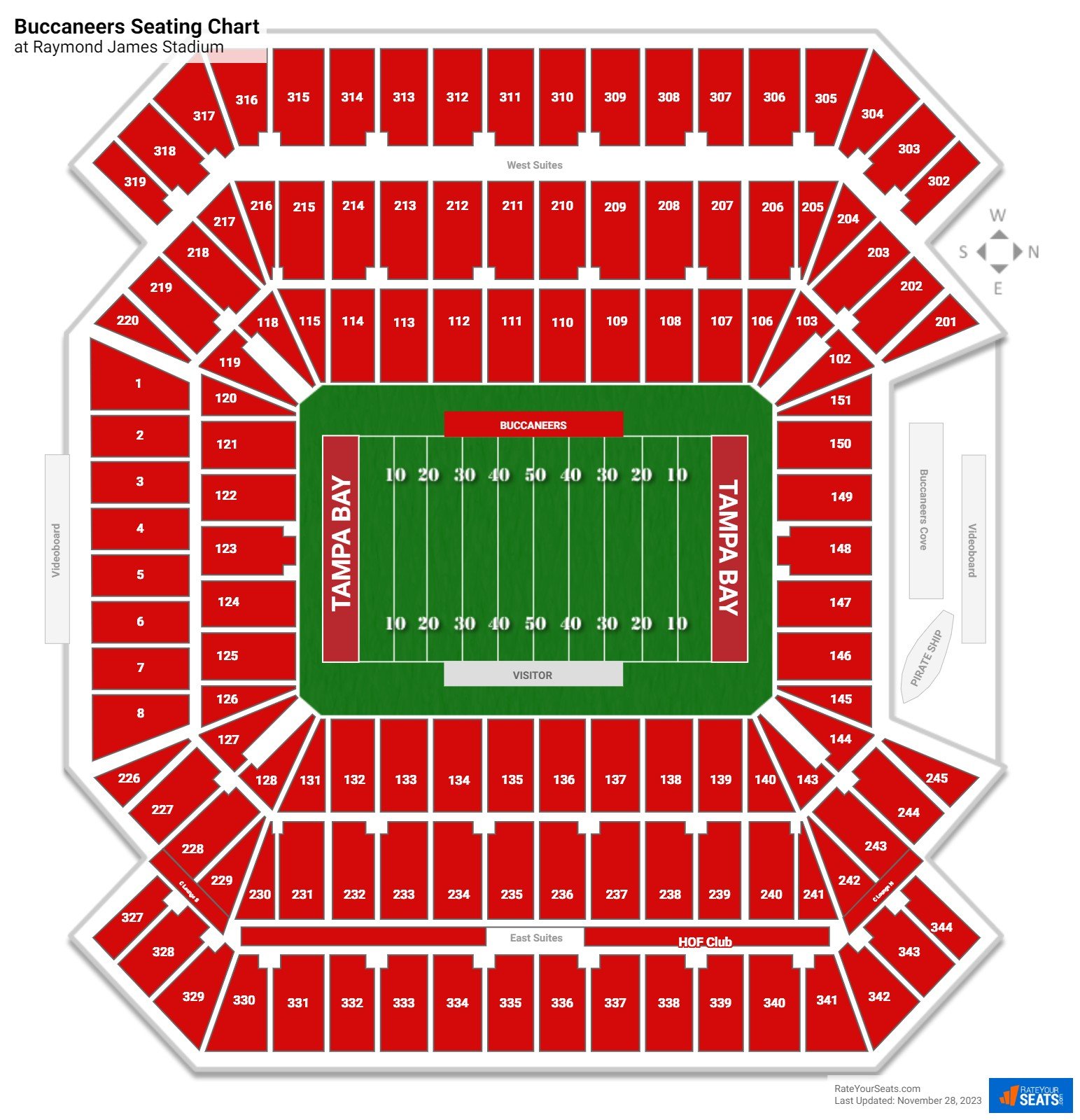 Tampa Bay Buccaneers Seating Chart at Raymond James Stadium