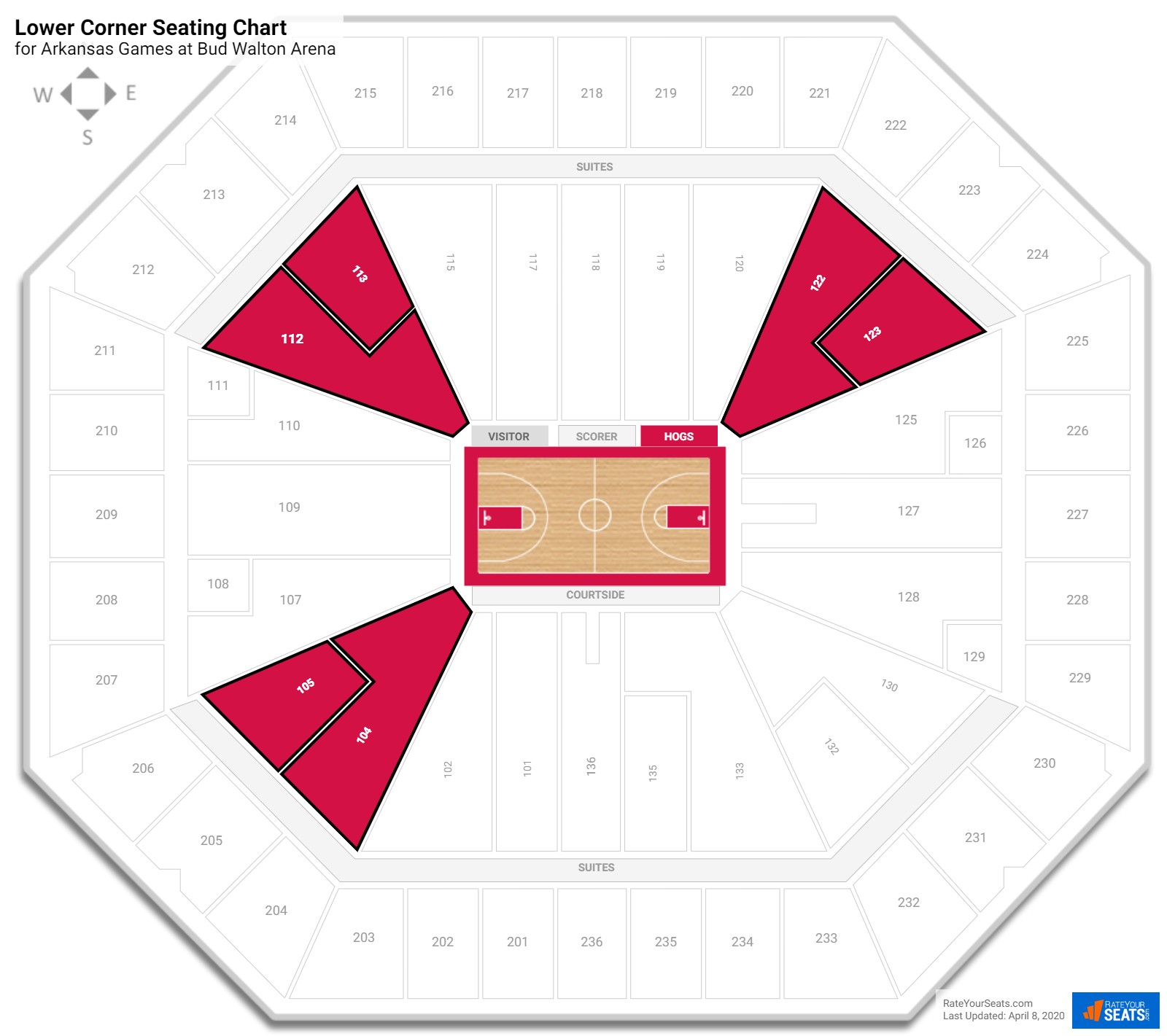 Bud Walton Arena Seating Chart Map