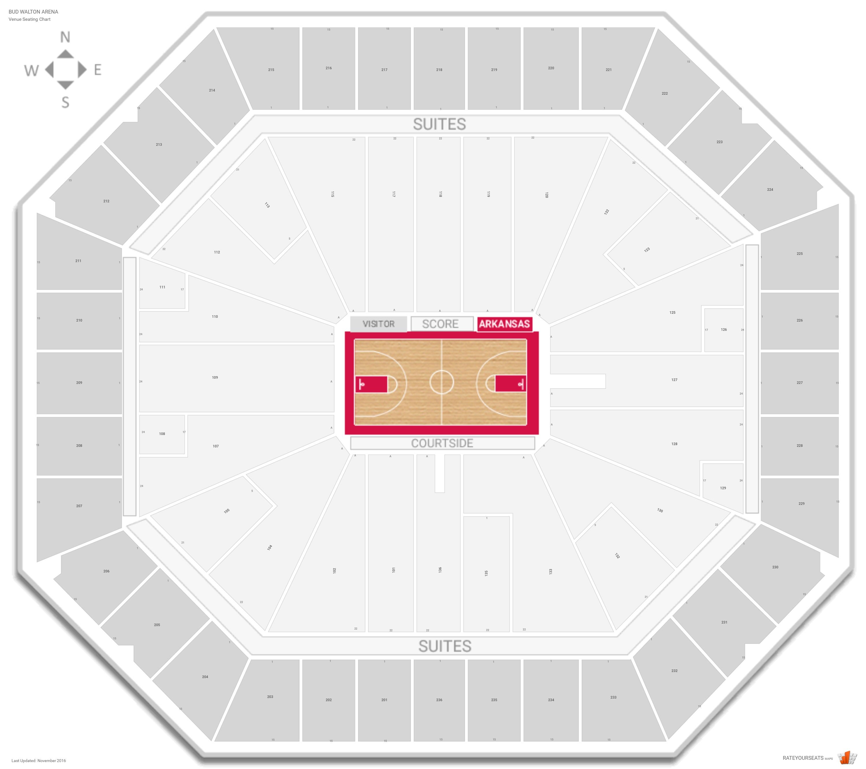 Bud Walton Arena Seating Chart Map