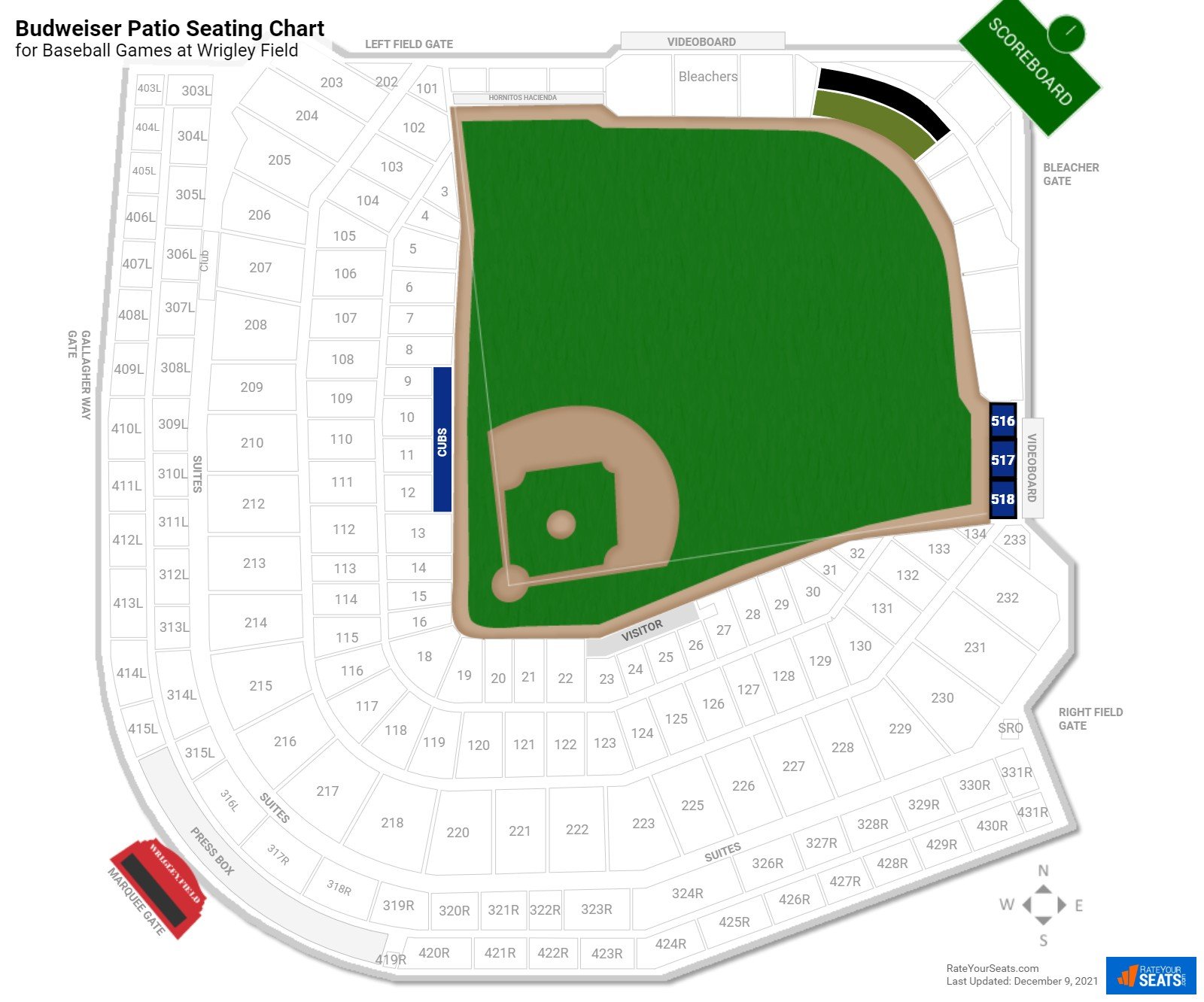 click to enlarge Baseball Budweiser Patio Seating Chart at Wrigley Field