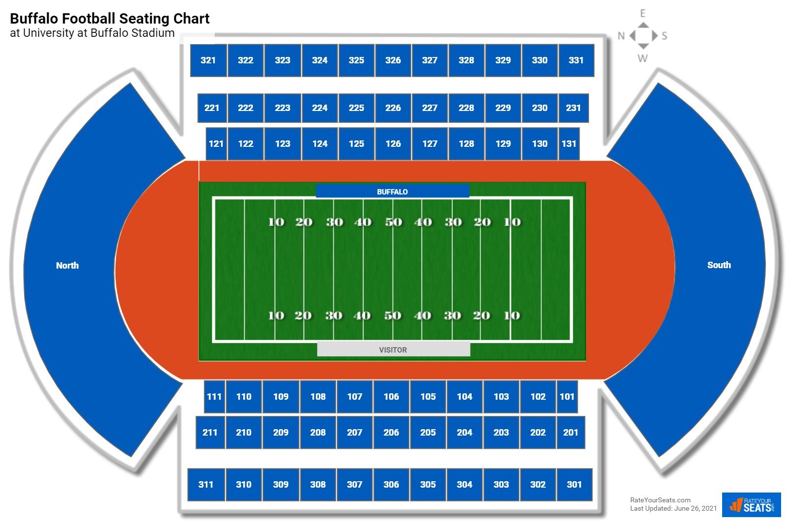 Buffalo Bulls Seating Chart at University at Buffalo Stadium