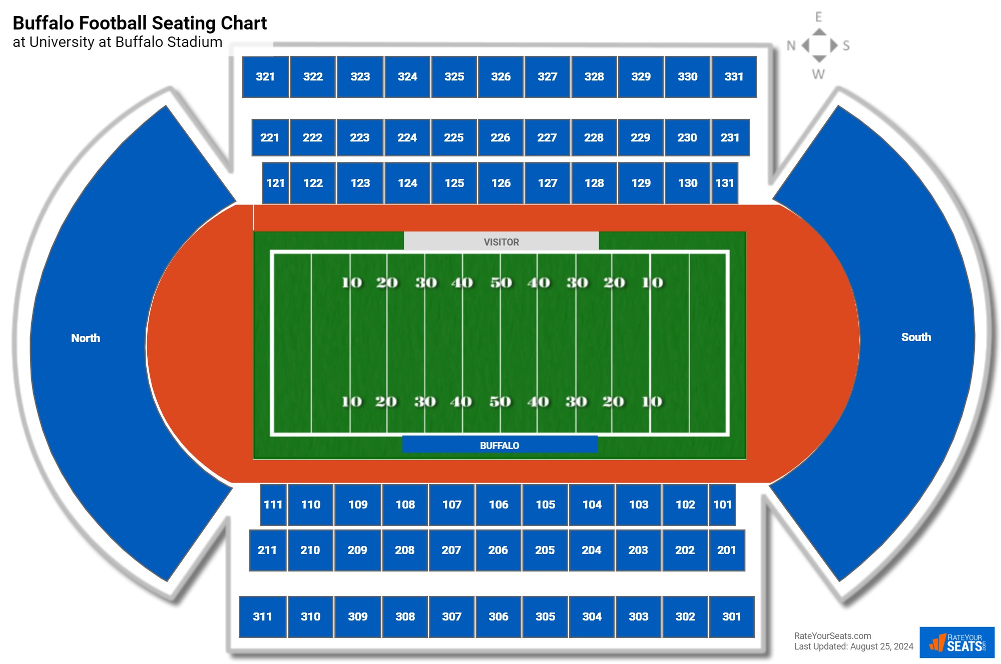 Buffalo Bulls Seating Chart at University at Buffalo Stadium