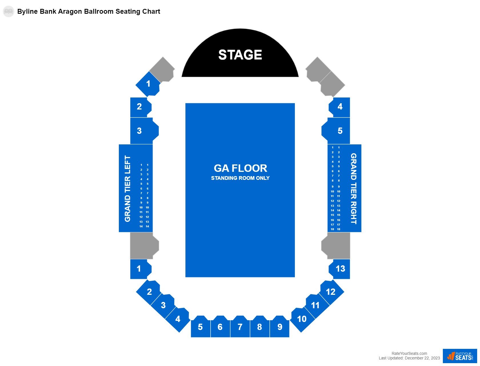 Concert seating chart at Byline Bank Aragon Ballroom