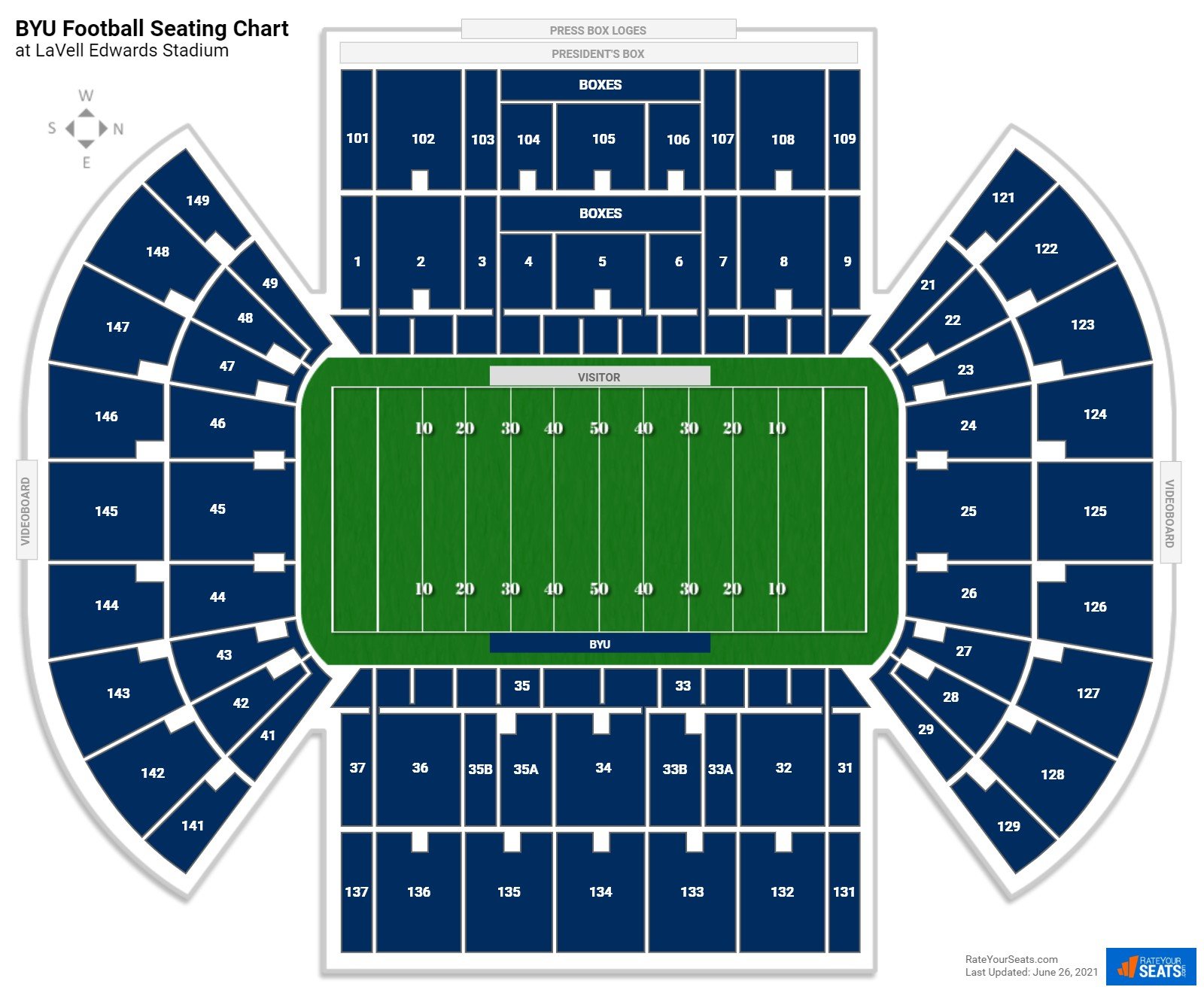 BYU Cougars Seating Chart at LaVell Edwards Stadium
