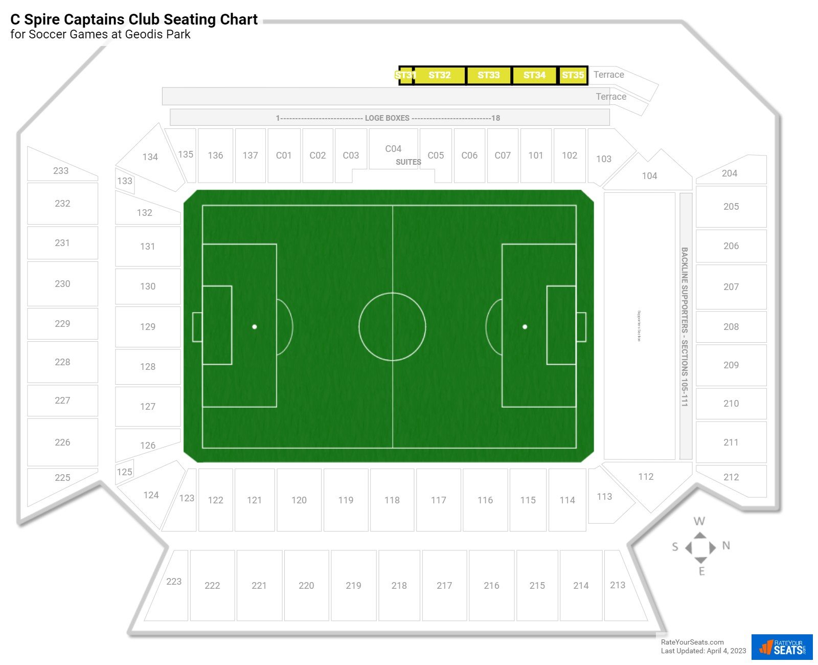 click to enlarge Soccer C Spire Captains Club Seating Chart at Geodis Park