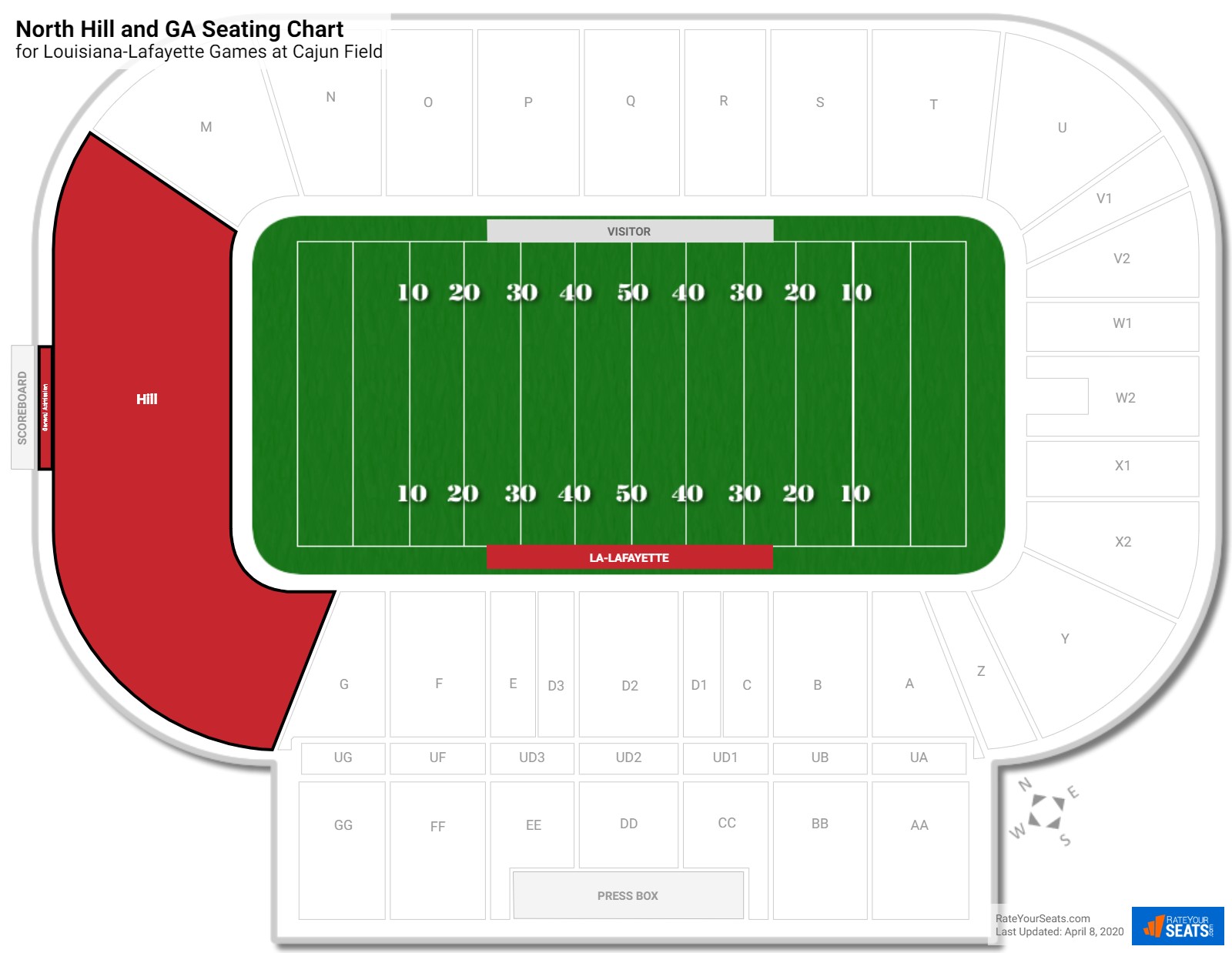 Cajun Field Lower Upper Deck Football Seating Rateyourseats Com