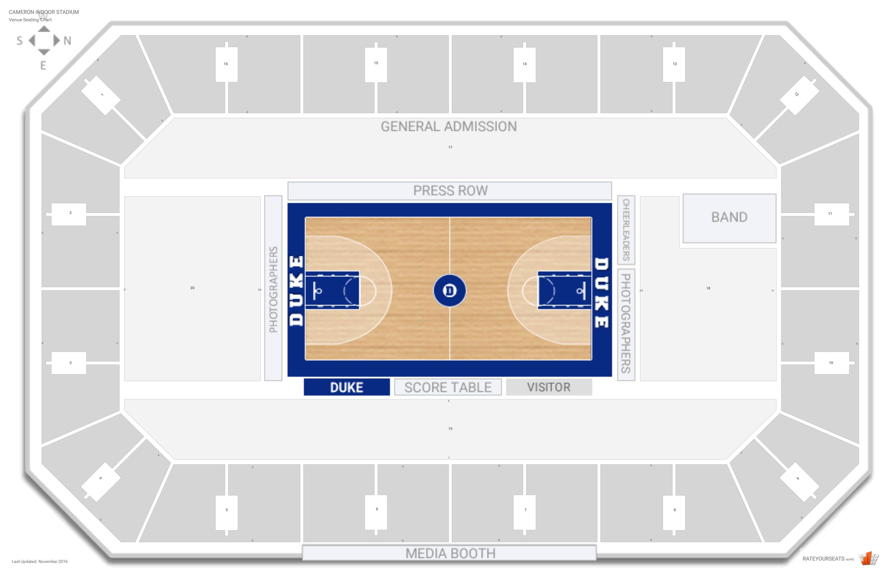 Duke Cameron Indoor Seating Chart