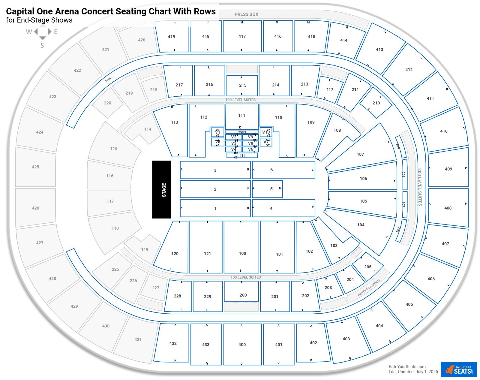 Capital One Arena seating chart with rows concert