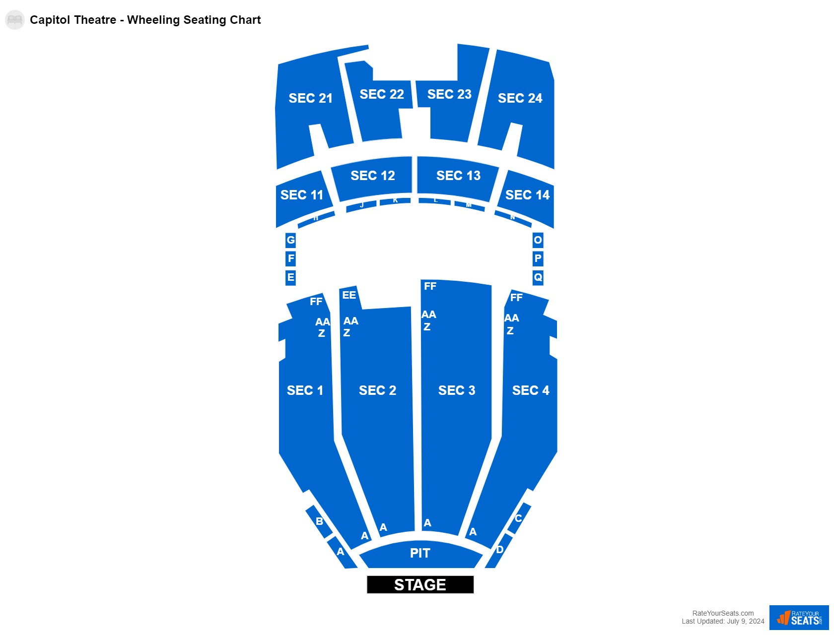 Interactive seating chart Comedy seating chart at Capitol Theatre - Wheeling