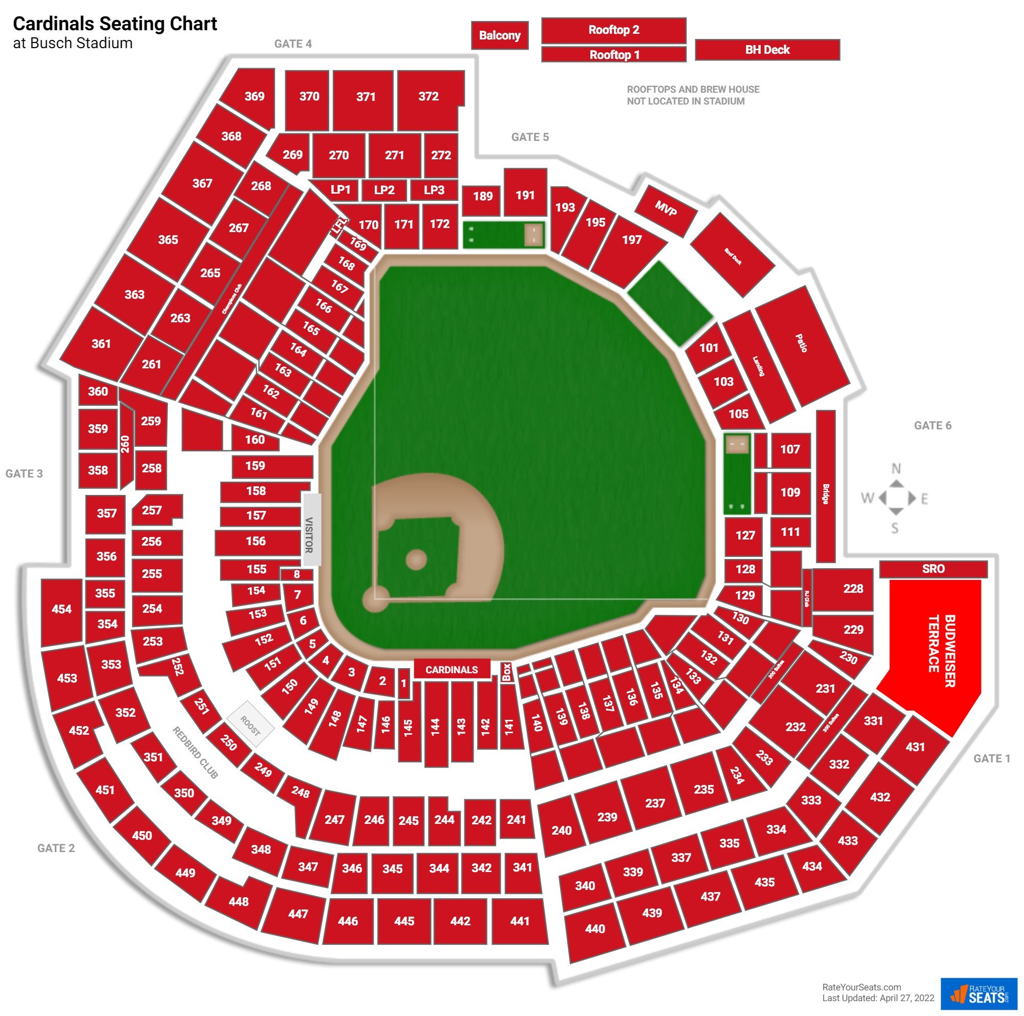 St. Louis Cardinals Seating Chart at Busch Stadium