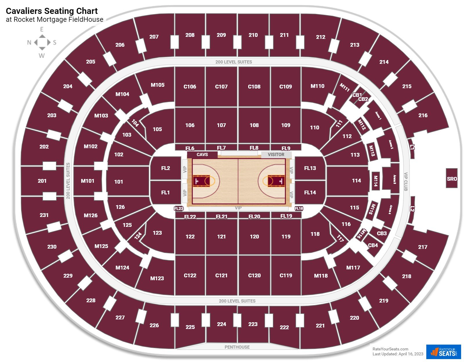 Cleveland Cavaliers Seating Chart at Rocket Mortgage FieldHouse
