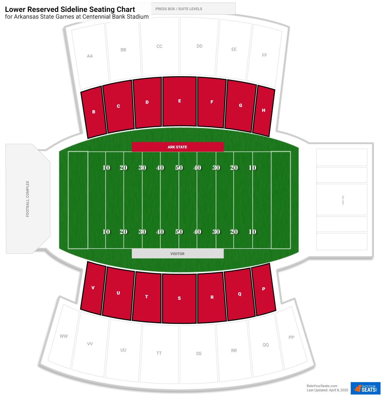 Centennial Bank Stadium Seating Chart