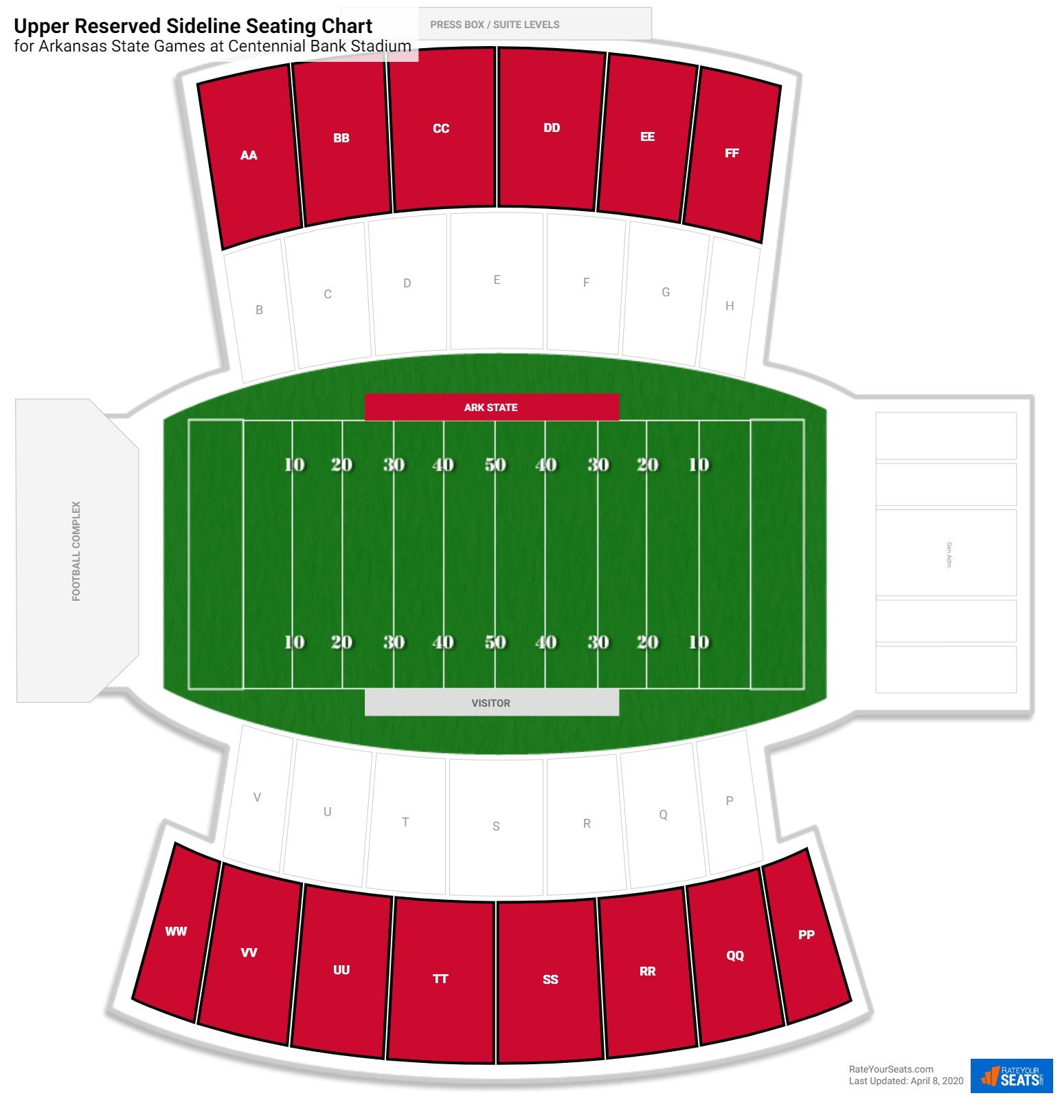 Centennial Bank Stadium Seating Chart