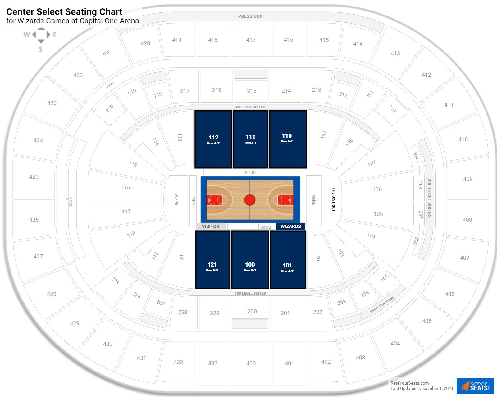 Wizards Center Select Seating Chart at Capital One Arena