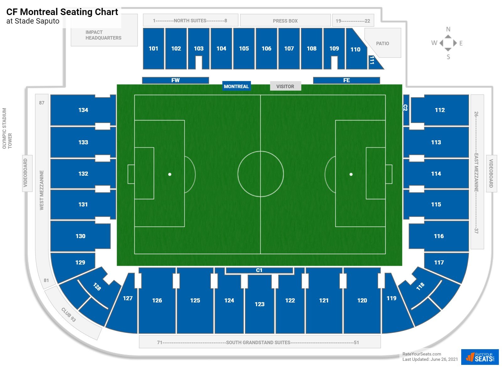 CF Montreal Seating Chart at Stade Saputo
