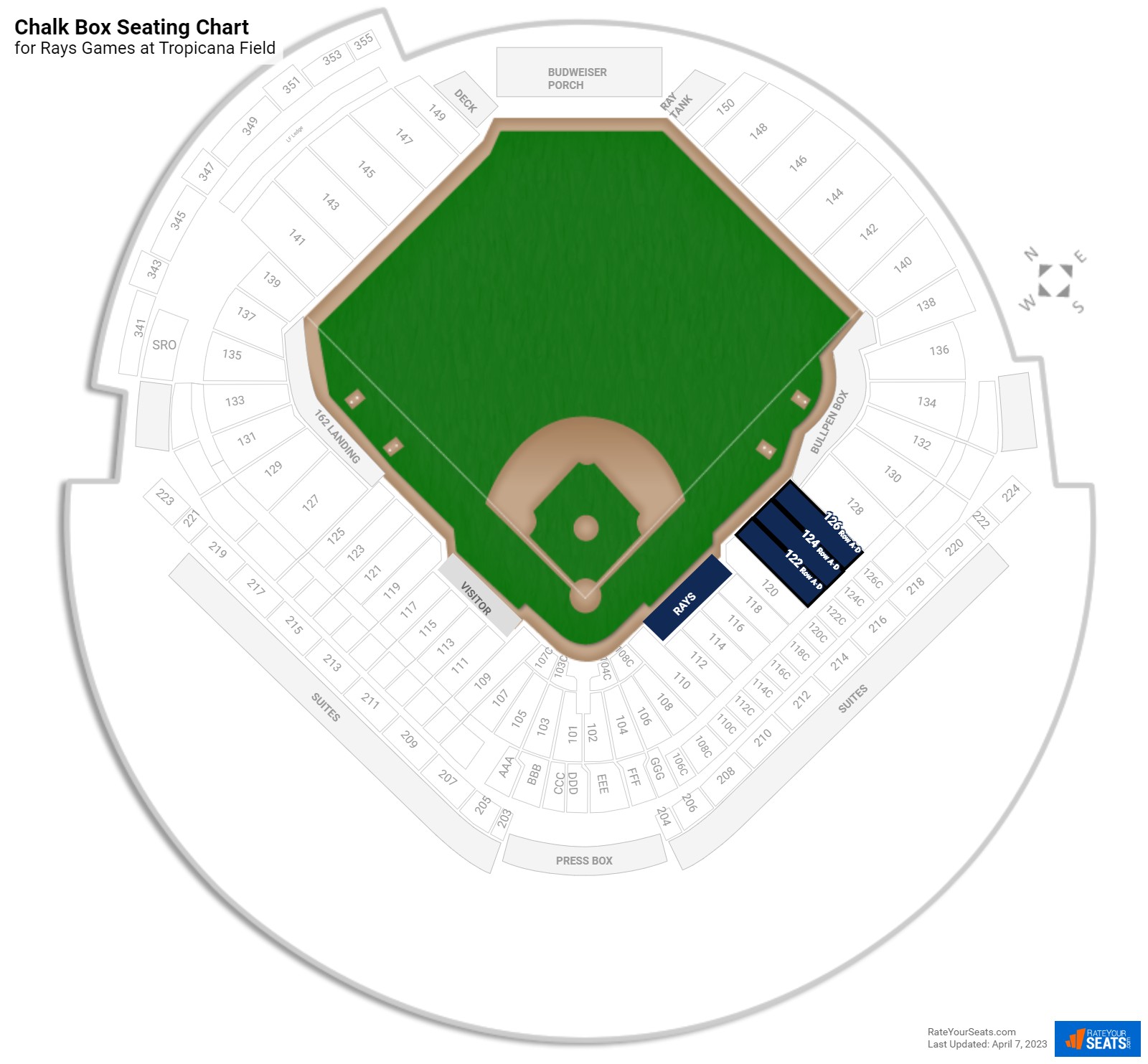 click to enlarge Rays Chalk Box Seating Chart at Tropicana Field