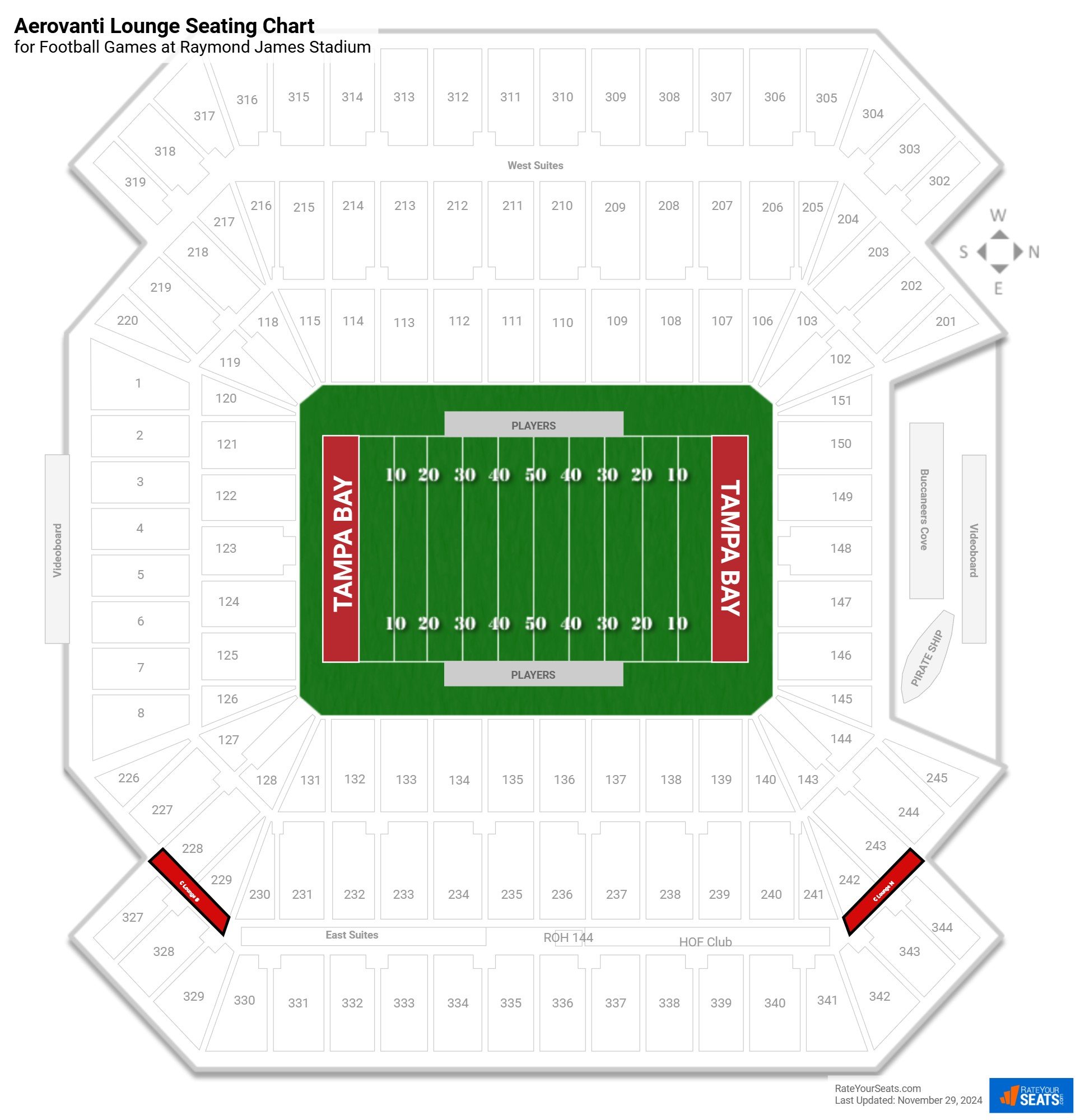 click to enlarge Football Aerovanti Lounge Seating Chart at Raymond James Stadium