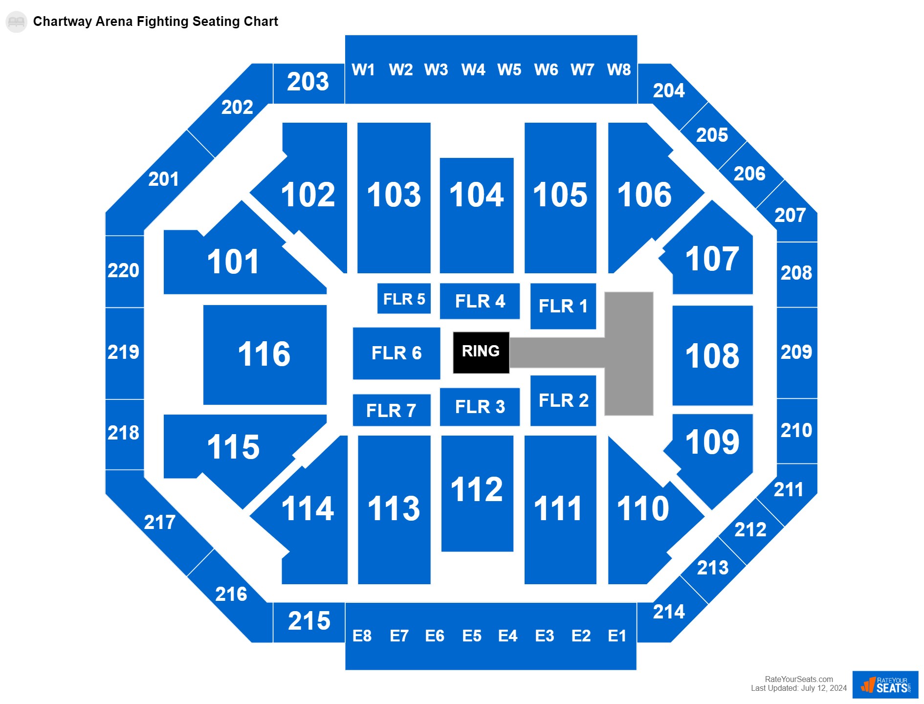 Interactive seating chart Fighting seating chart at Chartway Arena