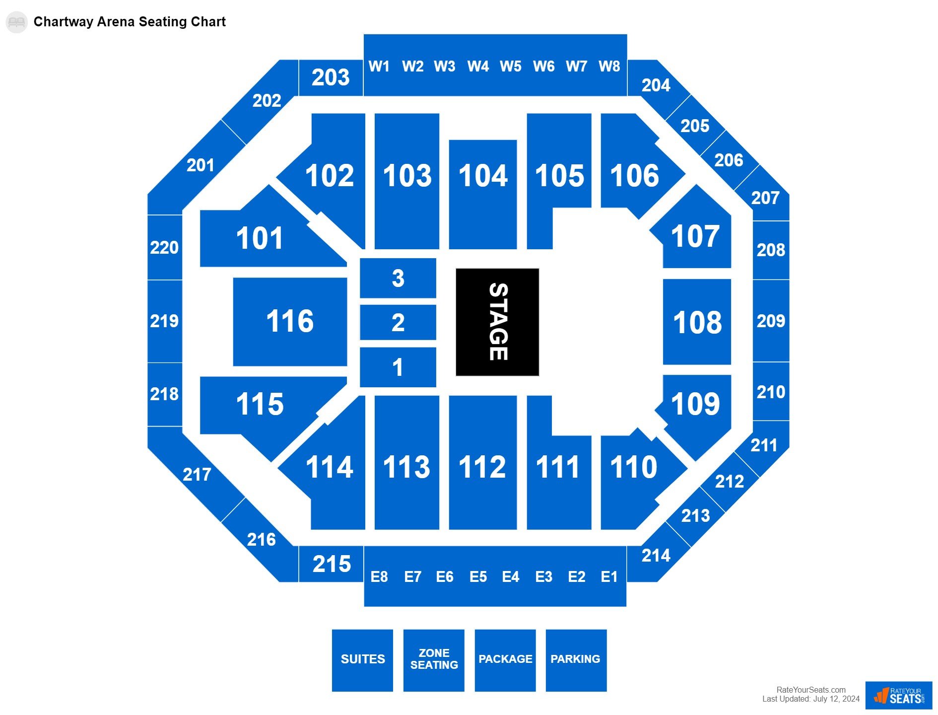 Interactive seating chart Concert seating chart at Chartway Arena