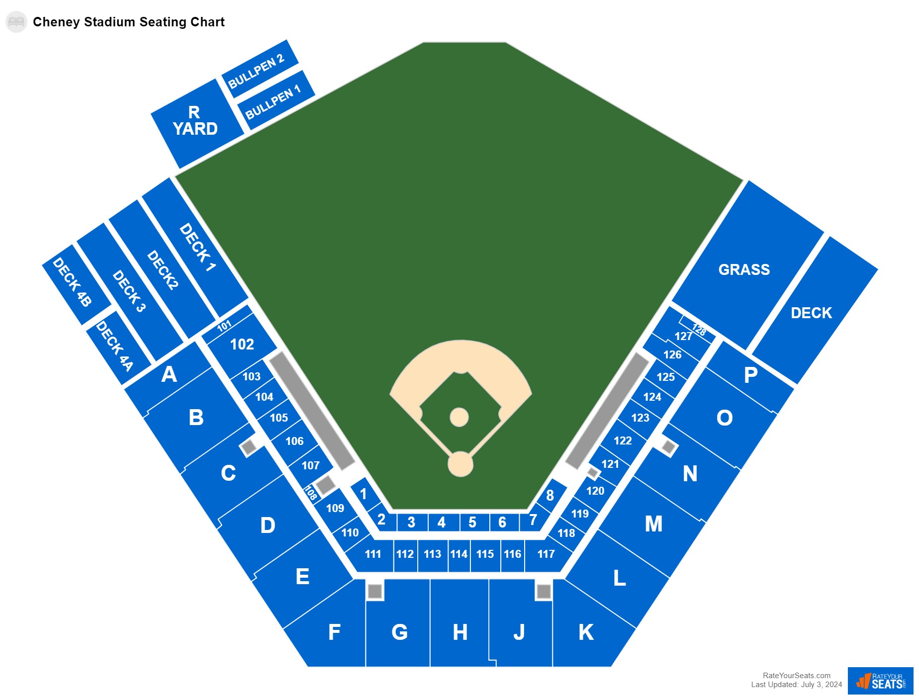 Interactive seating chart Baseball seating chart at Cheney Stadium