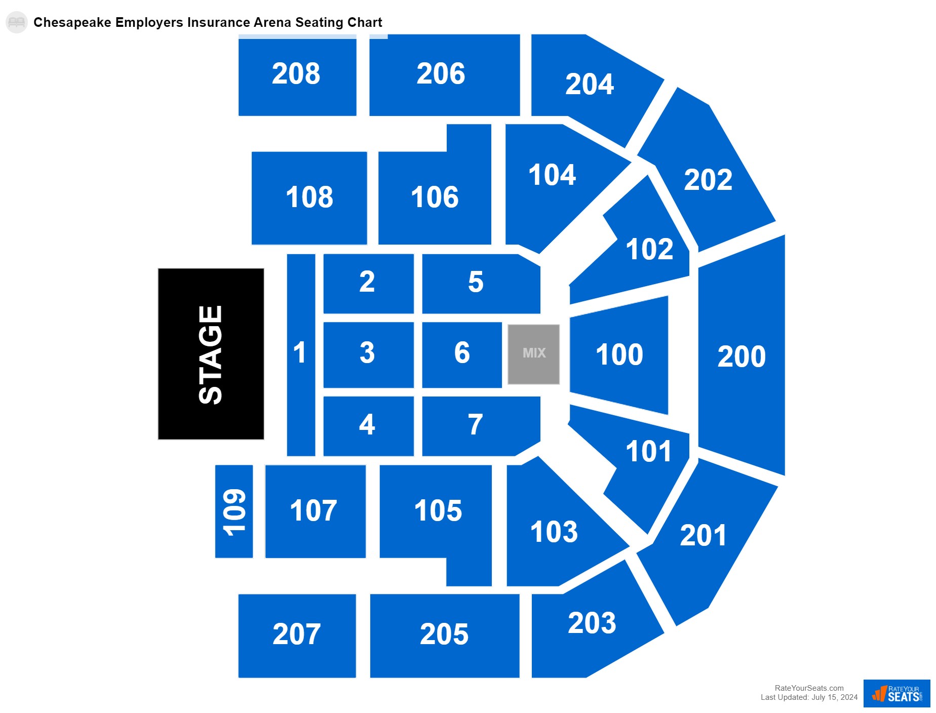 Interactive seating chart Concert seating chart at Chesapeake Employers Insurance Arena