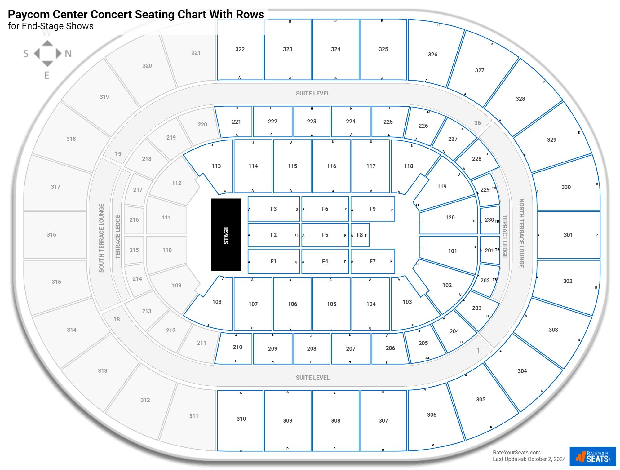 Chesapeake Energy Arena seating chart with rows concert