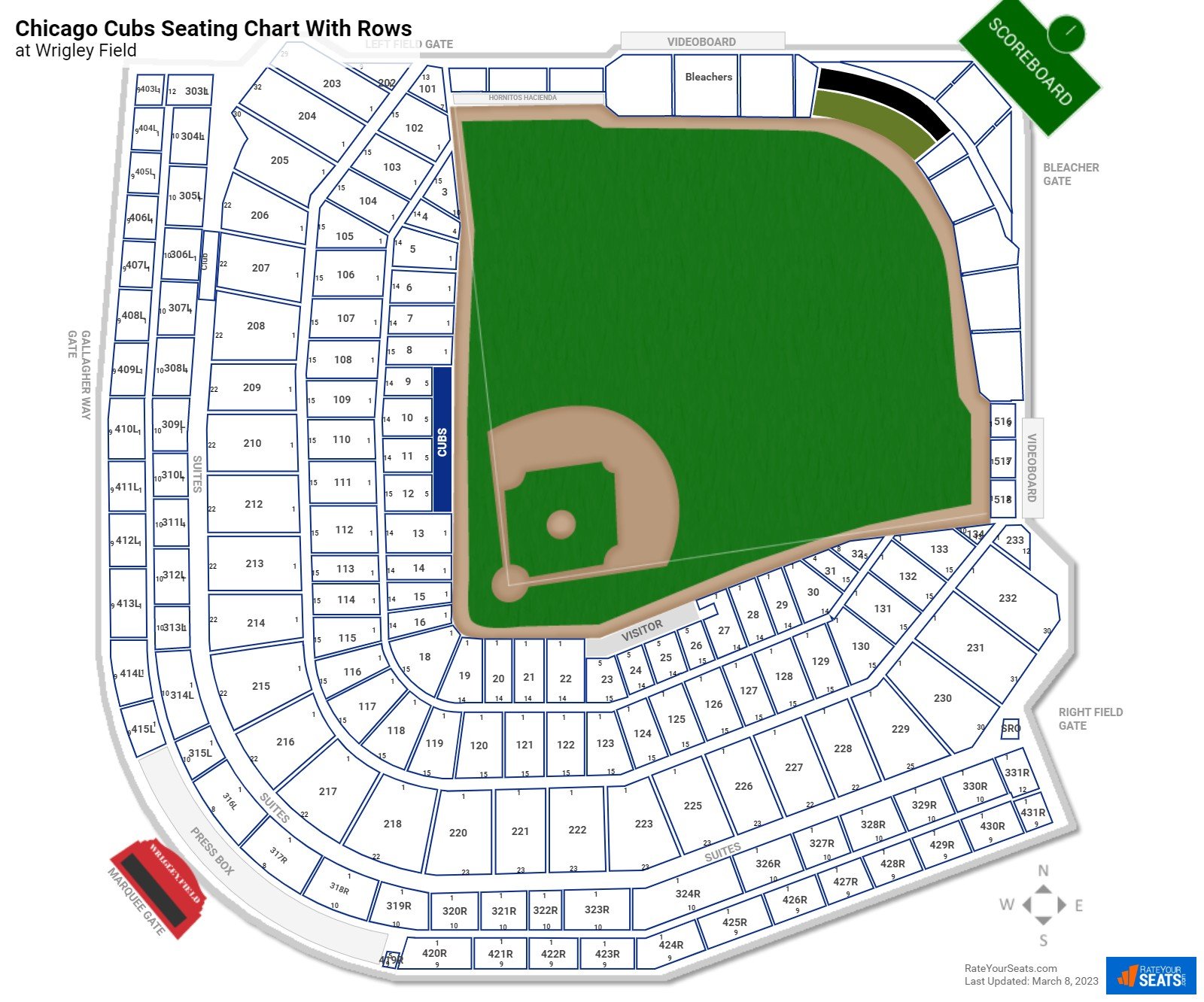 Wrigley Field Seating Charts Rateyourseats Com