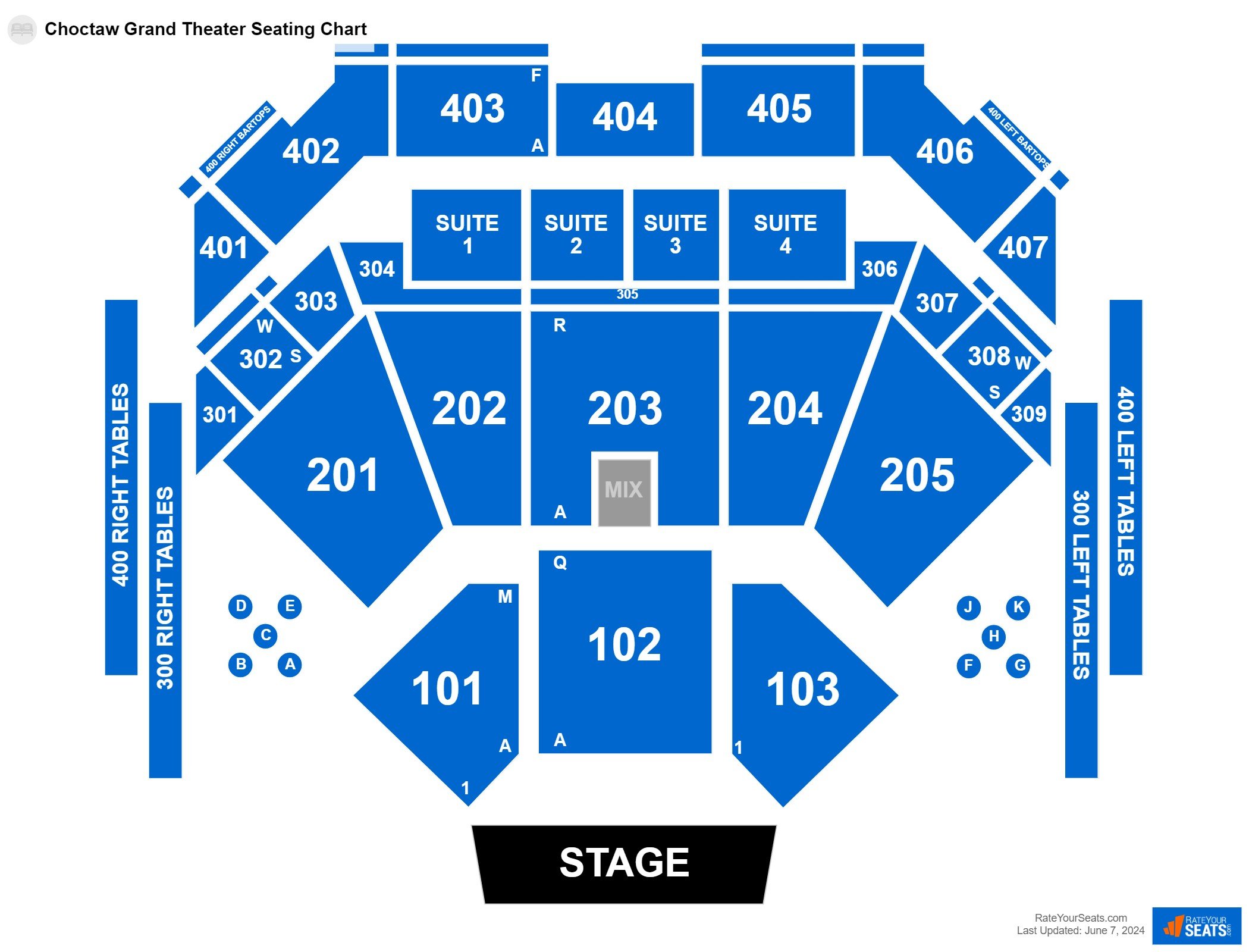 Interactive seating chart Concert seating chart at Choctaw Grand Theater