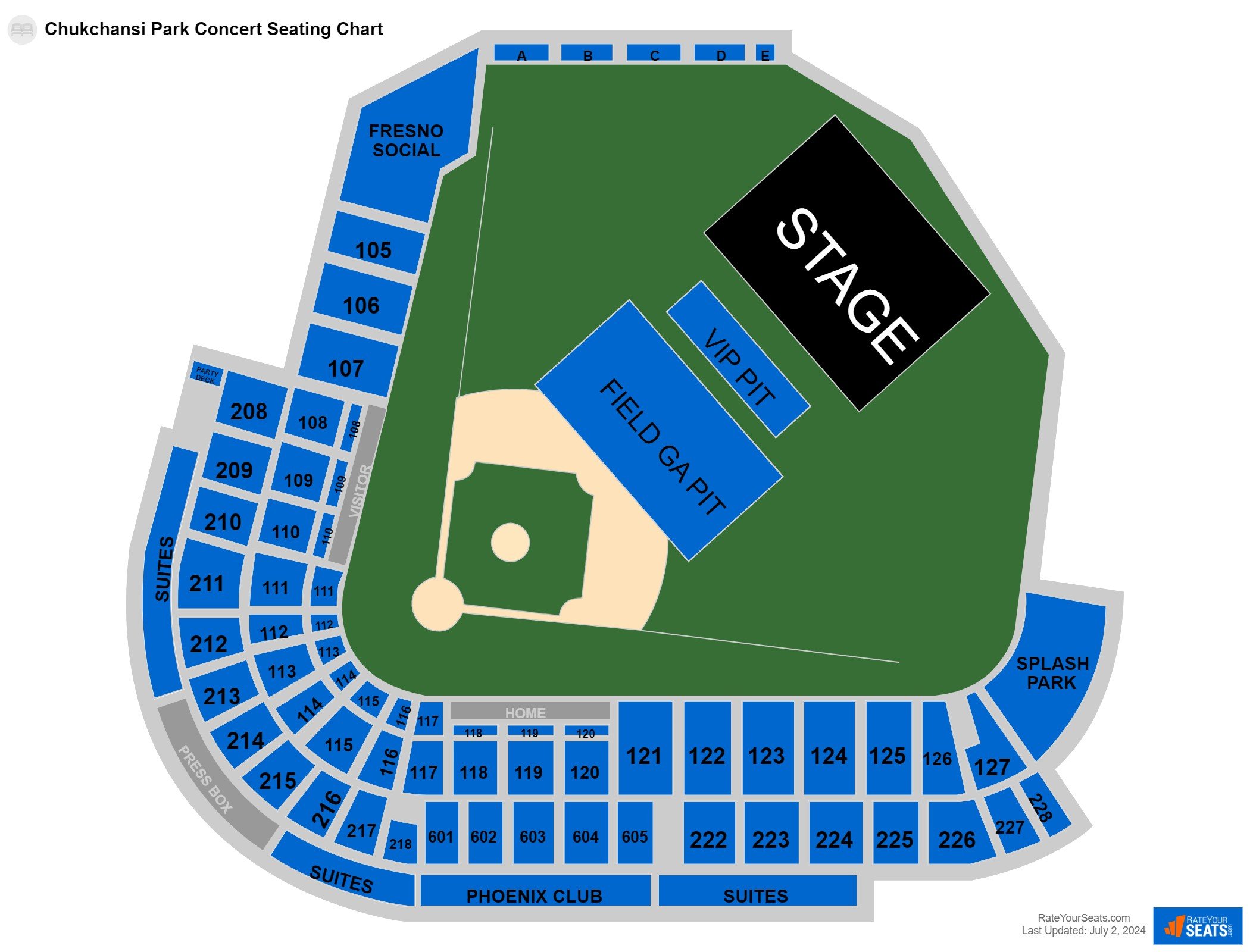 Interactive seating chart Concert seating chart at Chukchansi Park