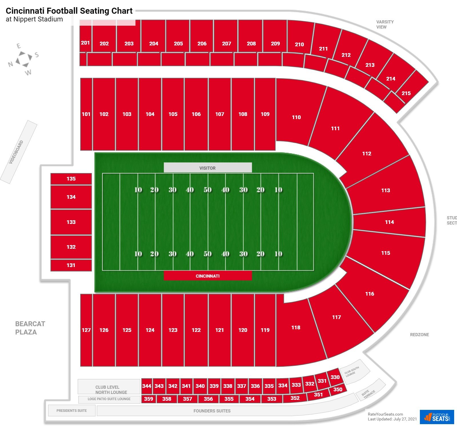 Cincinnati Bearcats Seating Chart at Nippert Stadium