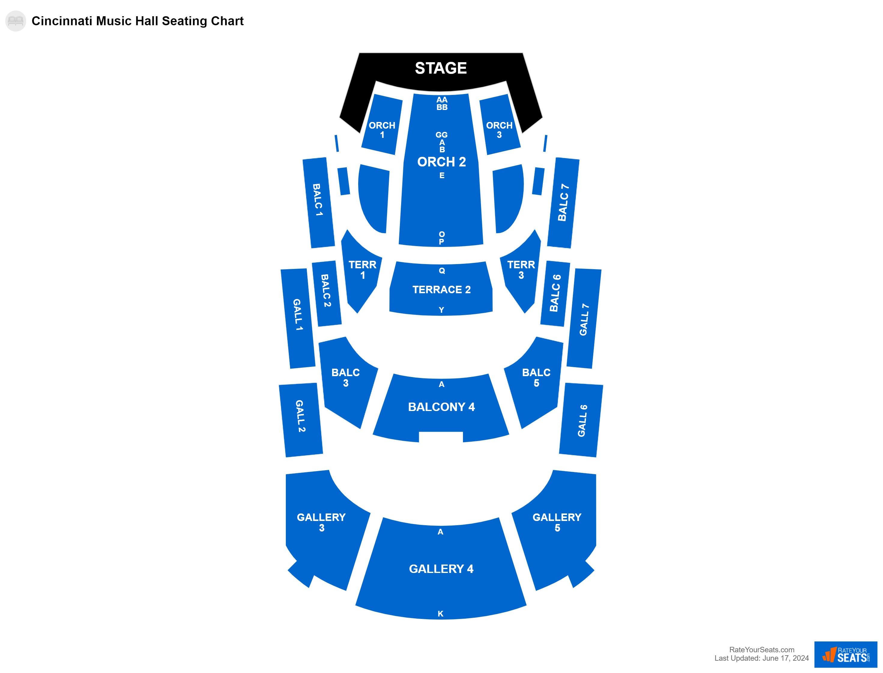 Interactive seating chart Concert seating chart at Cincinnati Music Hall
