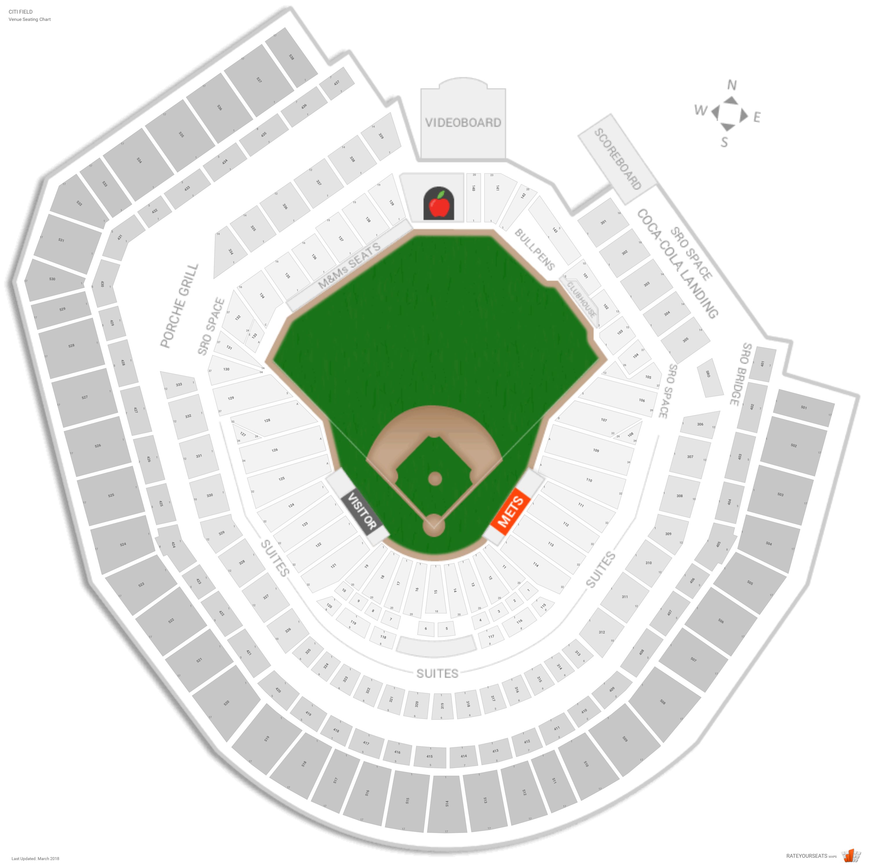 Citi Field Detailed Seating Chart Seat Numbers