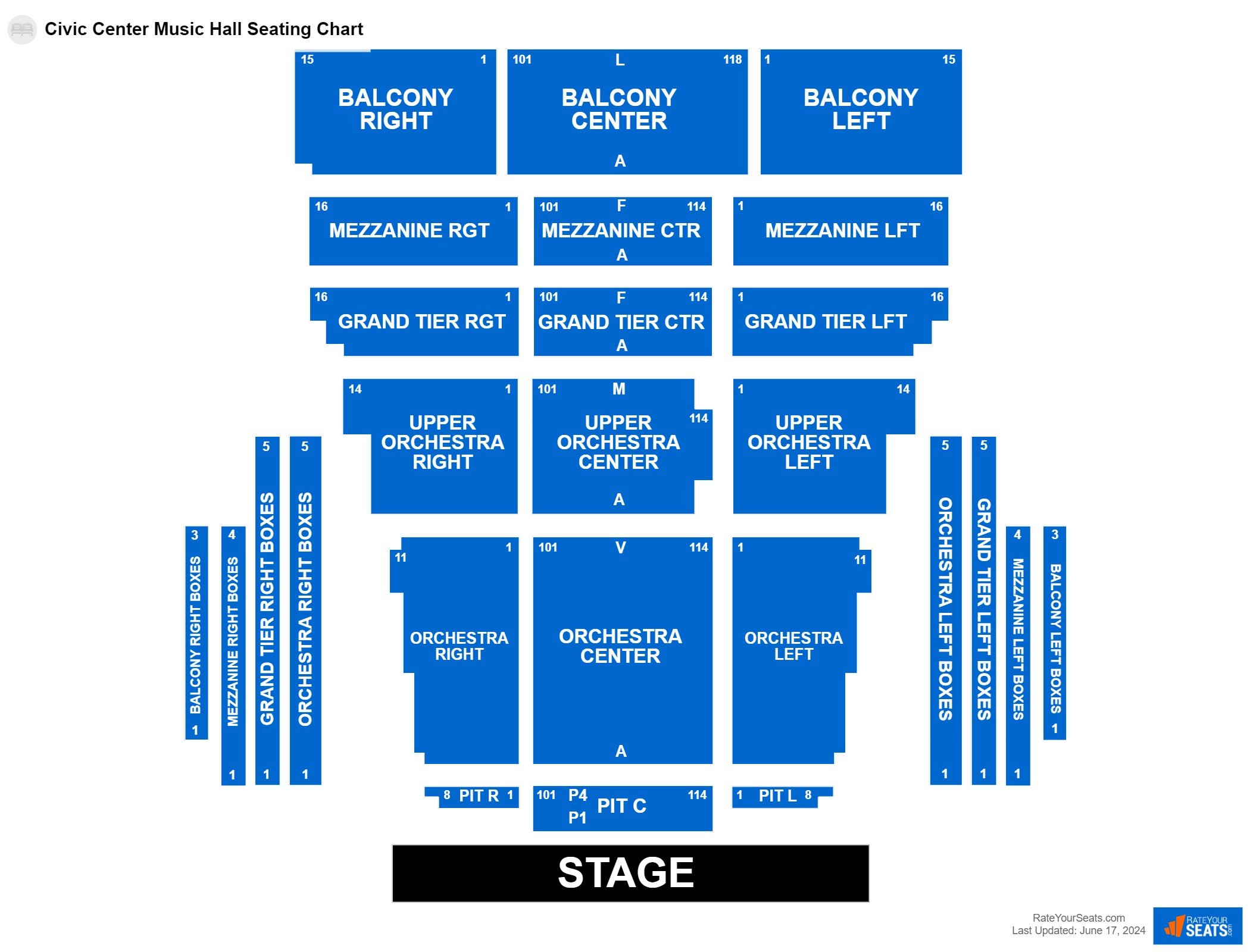 Interactive seating chart Comedy seating chart at Civic Center Music Hall